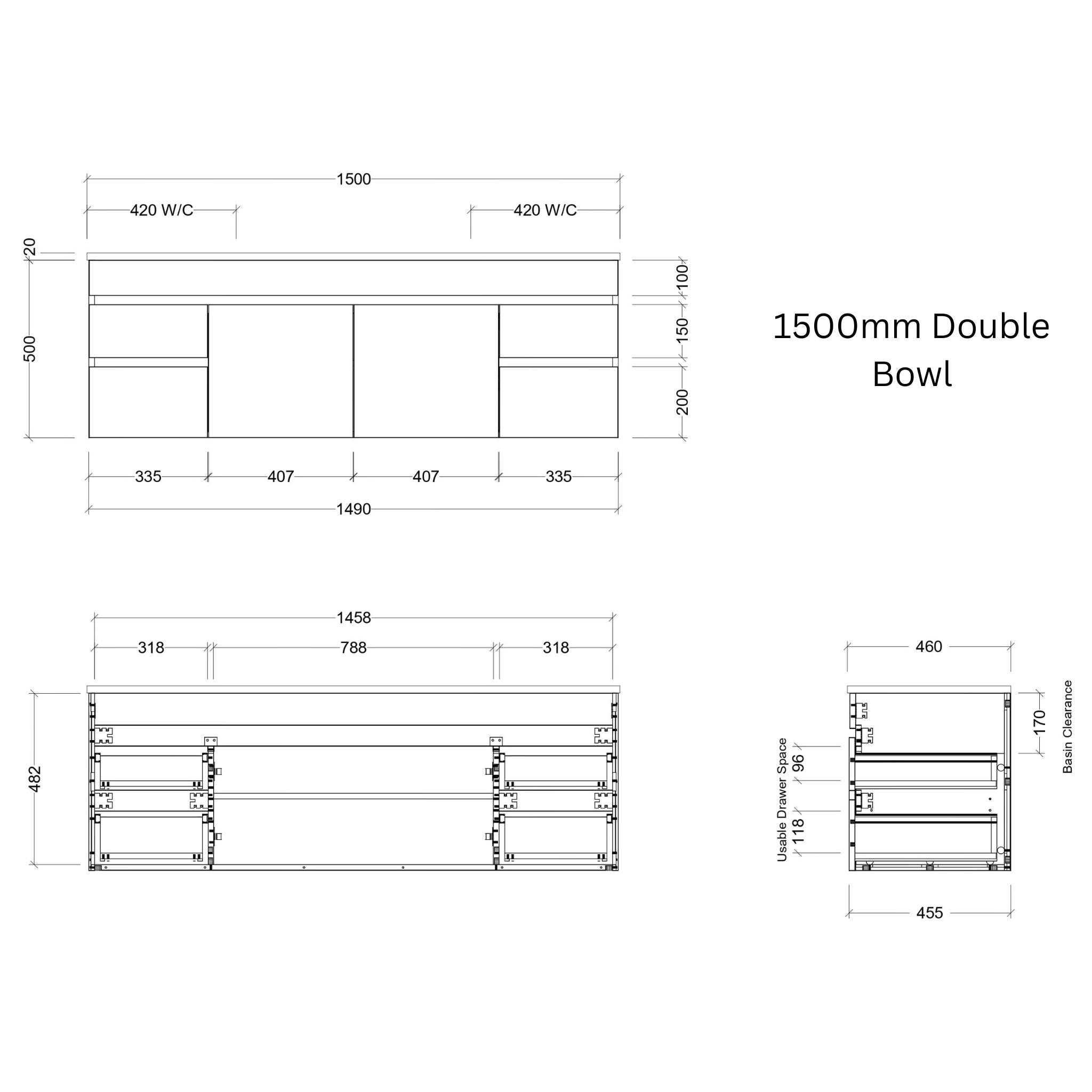TIMBERLINE INDIANA CUSTOM WALL HUNG VANITY (ALL SIZING)