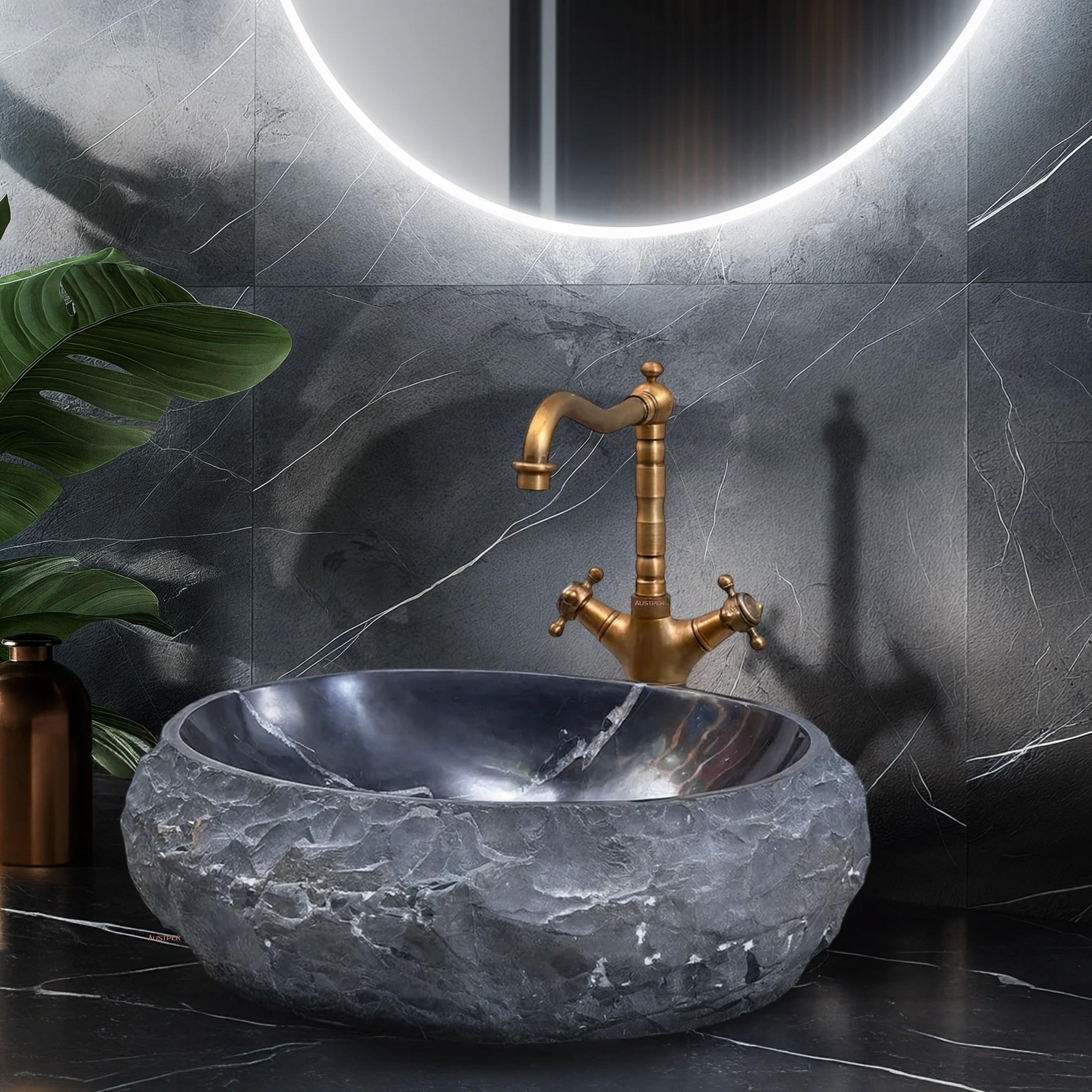 INFINITY ART BASIN NATURE STONE OVAL MARBLE 500MM