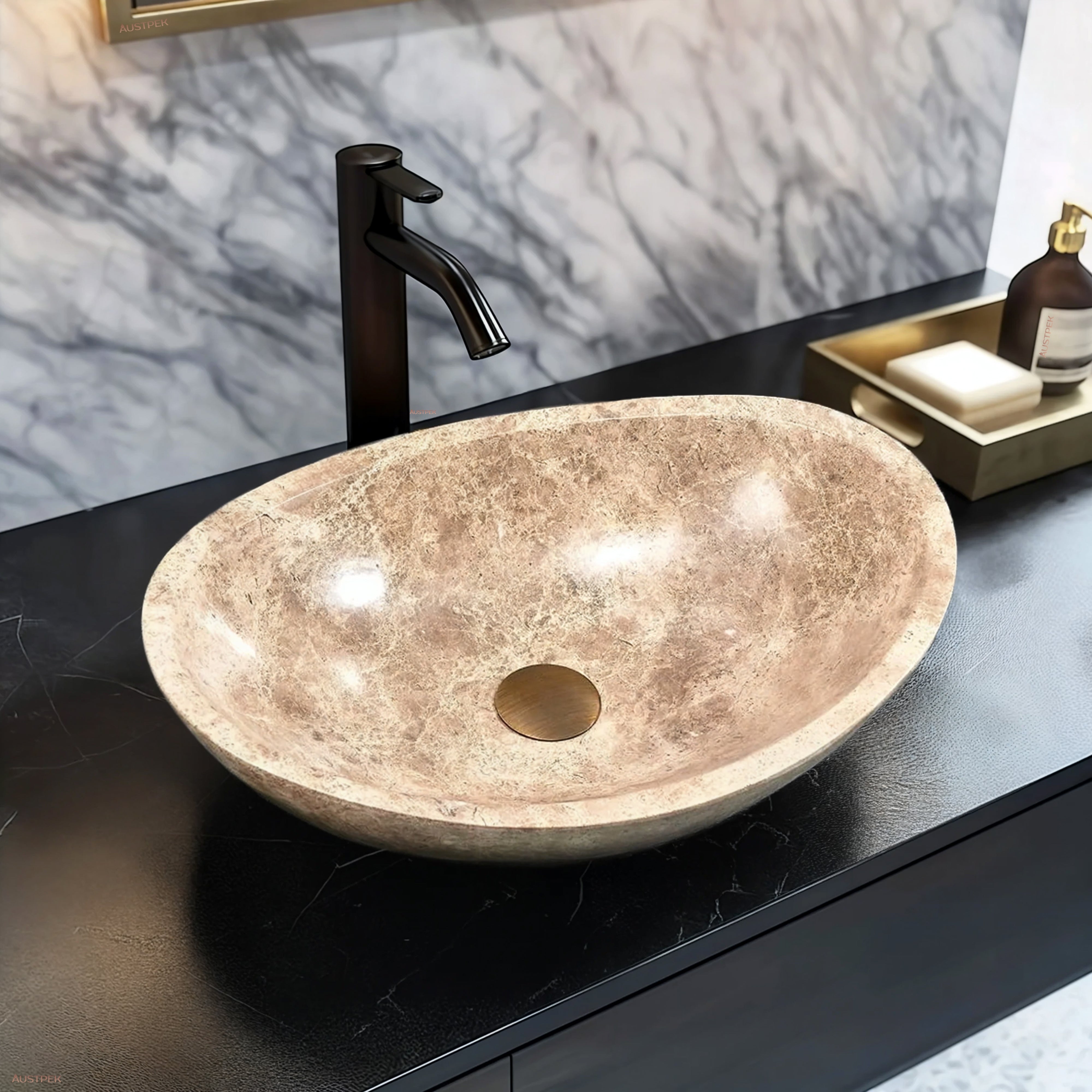 INFINITY ART BASIN NATURE STONE OVAL MARBLE 500MM