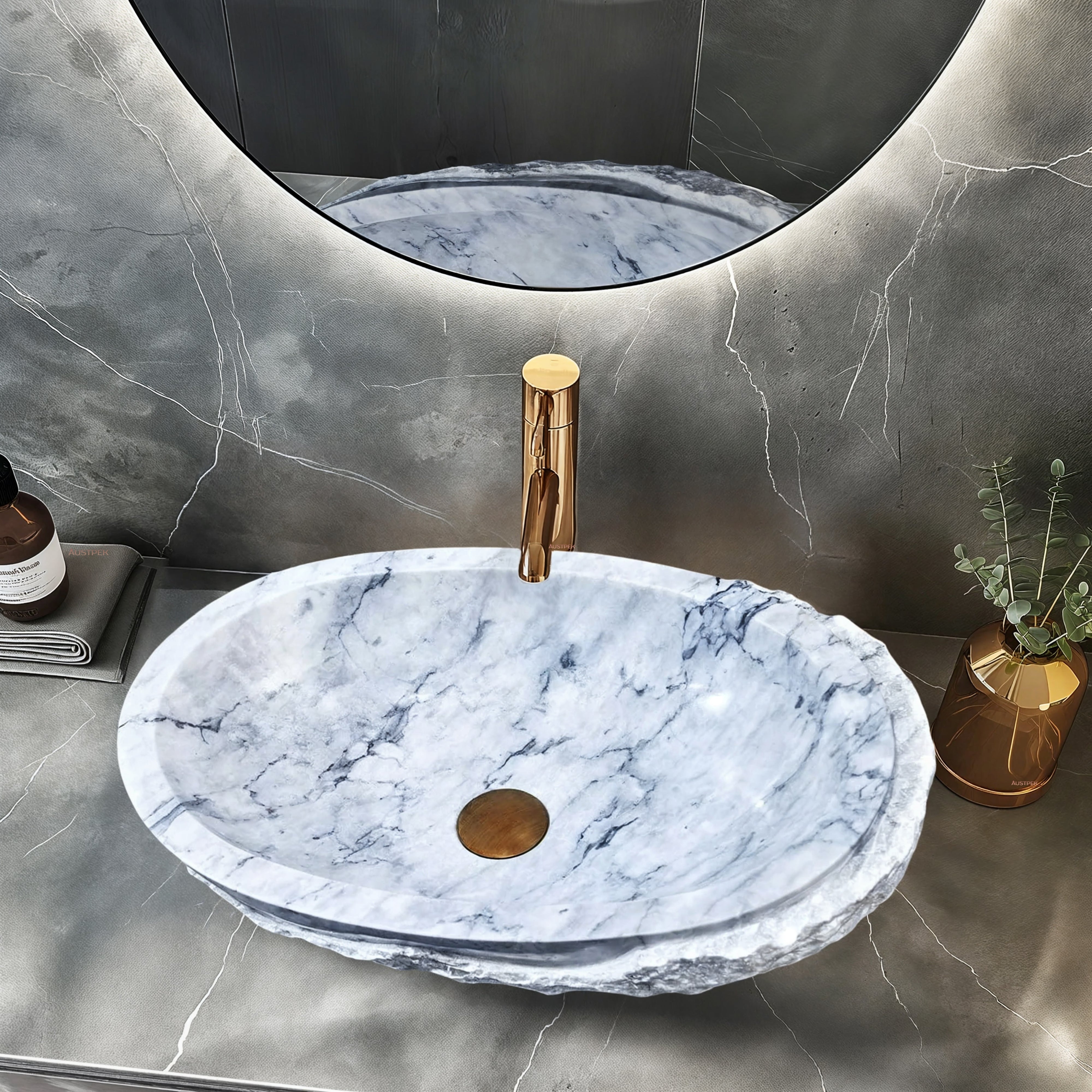 INFINITY ART BASIN NATURE STONE OVAL MARBLE 550MM