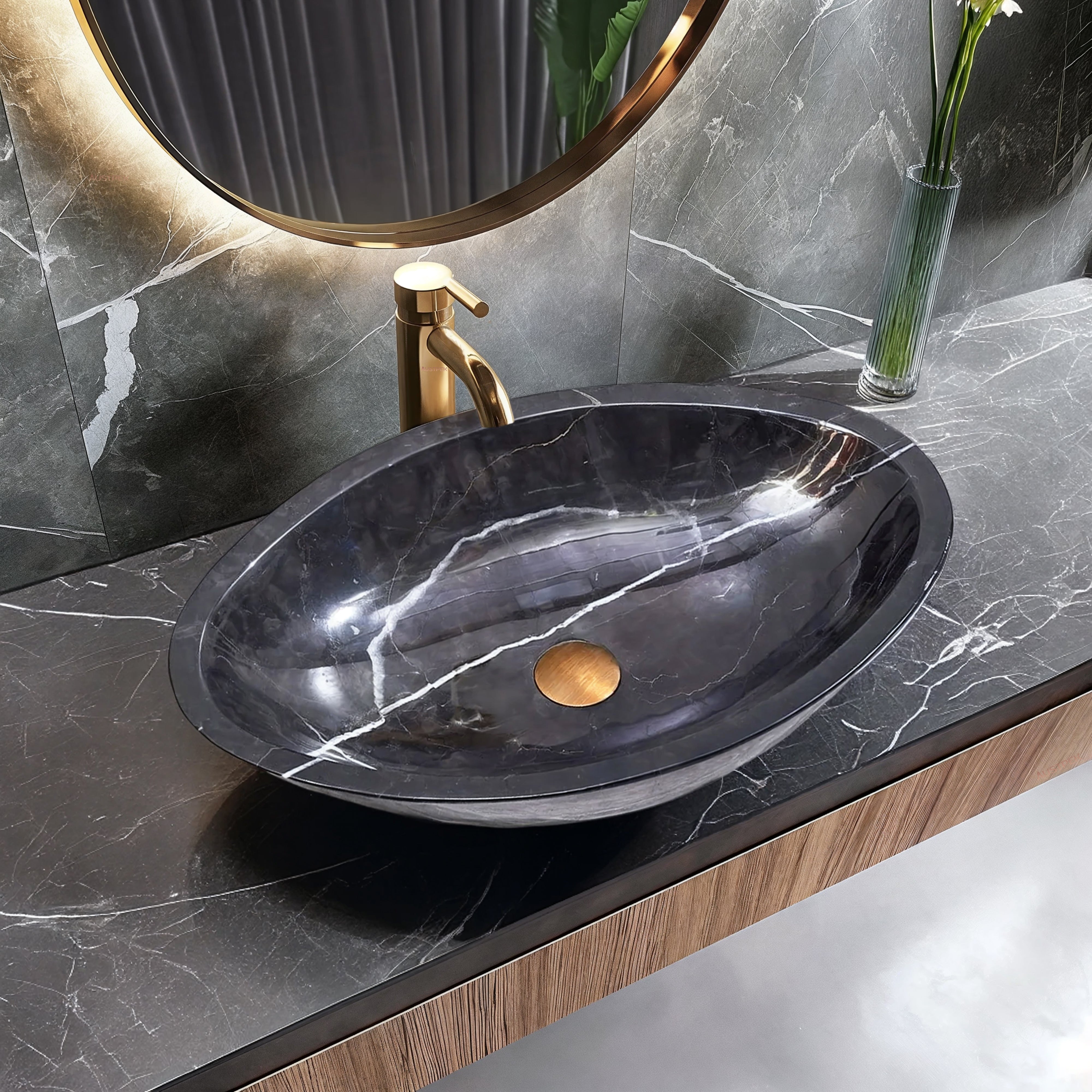 INFINITY ART BASIN NATURE STONE OVAL MARBLE 600MM