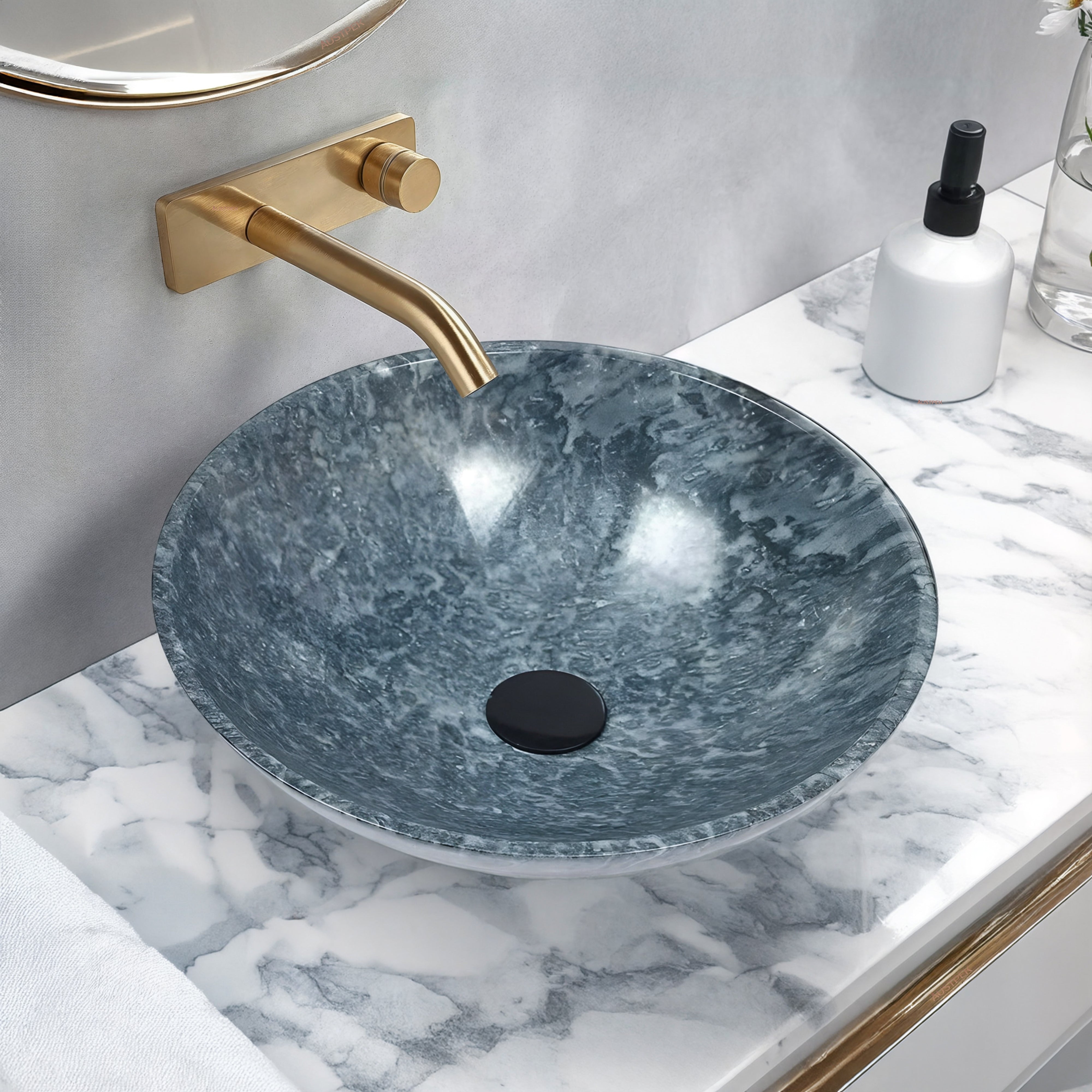 INFINITY ART BASIN NATURE STONE ROUND MARBLE 420MM