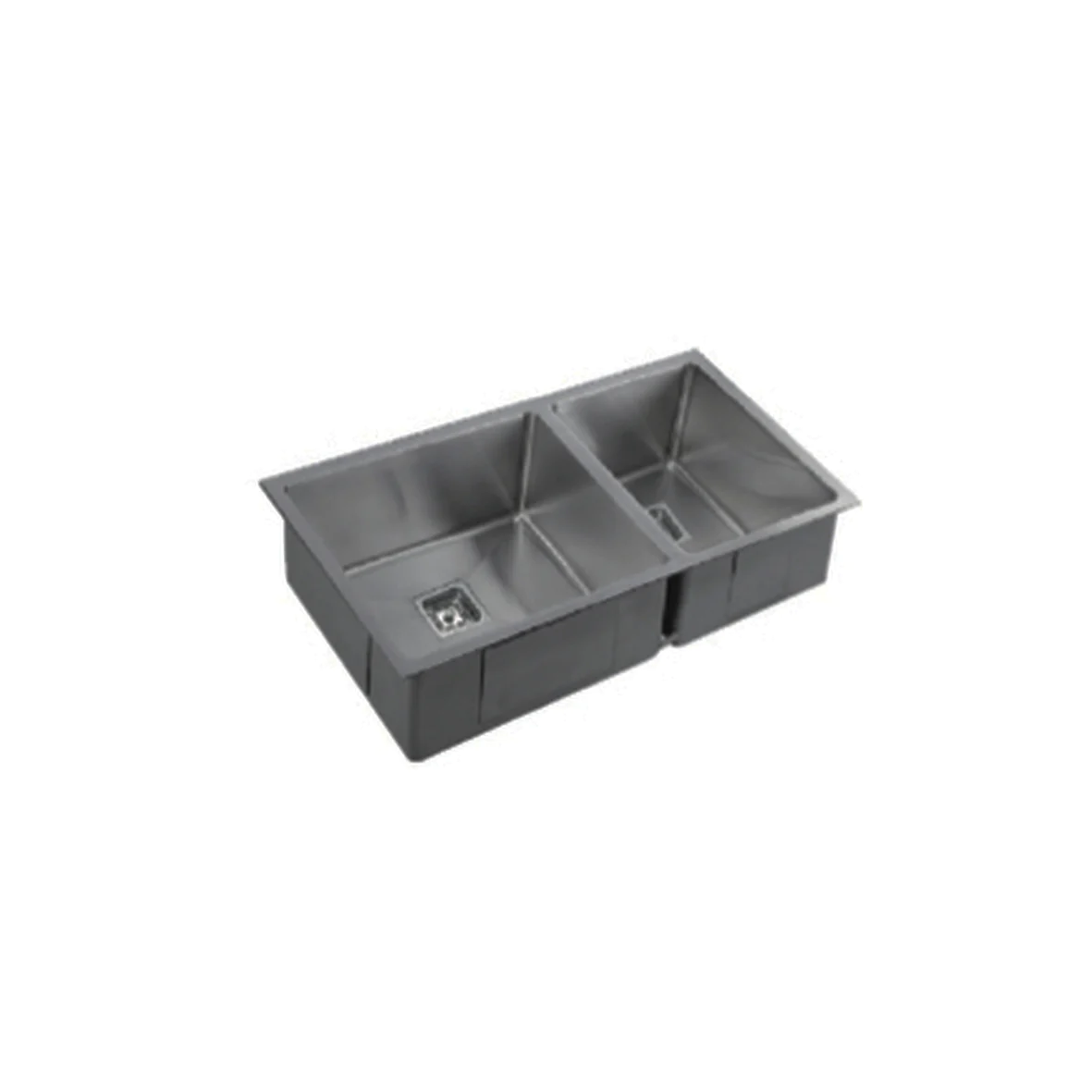 VEROTTI INOX 1 3/4 BOWL UNIVERSAL STAINLESS STEEL KITCHEN SINK GUN METAL 765MM (AVAILABLE IN LEFT OR RIGHT CONFIGURATION)