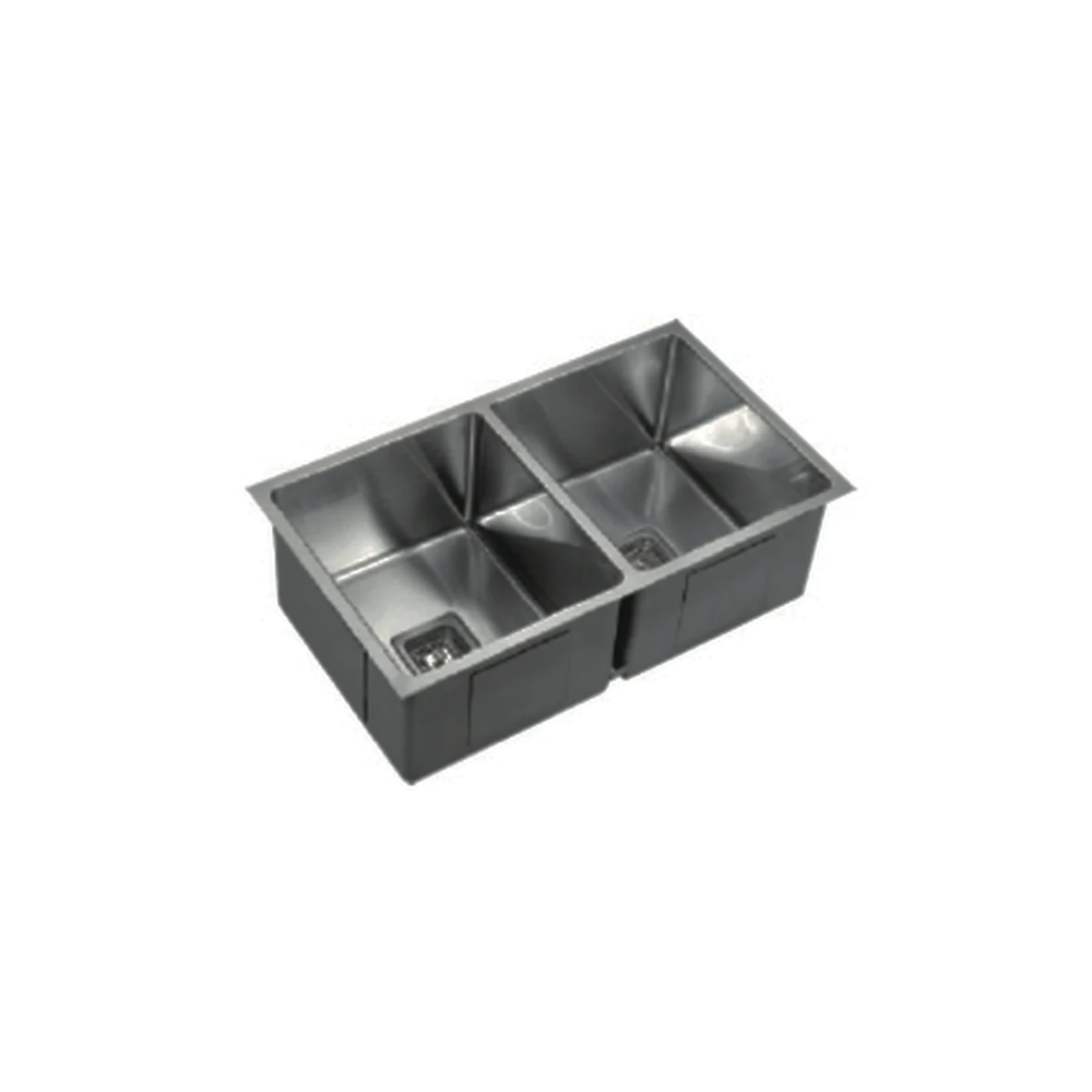 VEROTTI INOX DOUBLE BOWL UNIVERSAL STAINLESS STEEL KITCHEN SINK GUN METAL 865MM