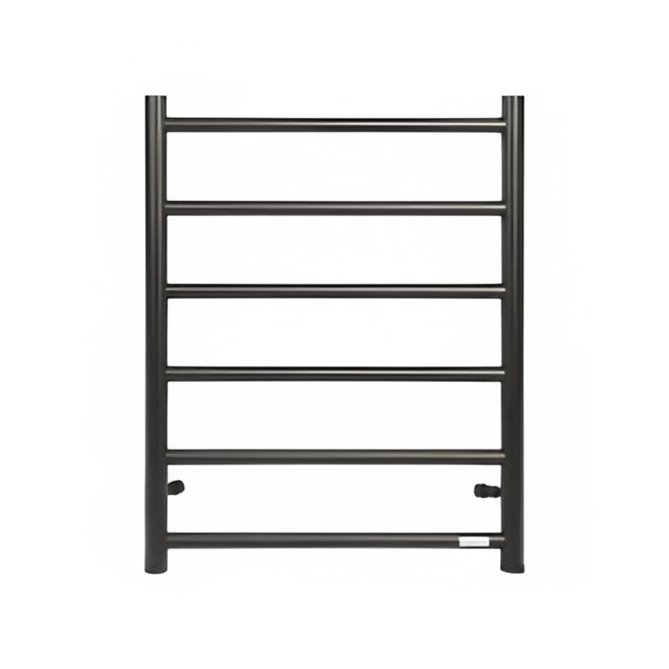 INSPIRE HEATED TOWEL RAIL 6 BAR ROUND MATTE BLACK 650MM