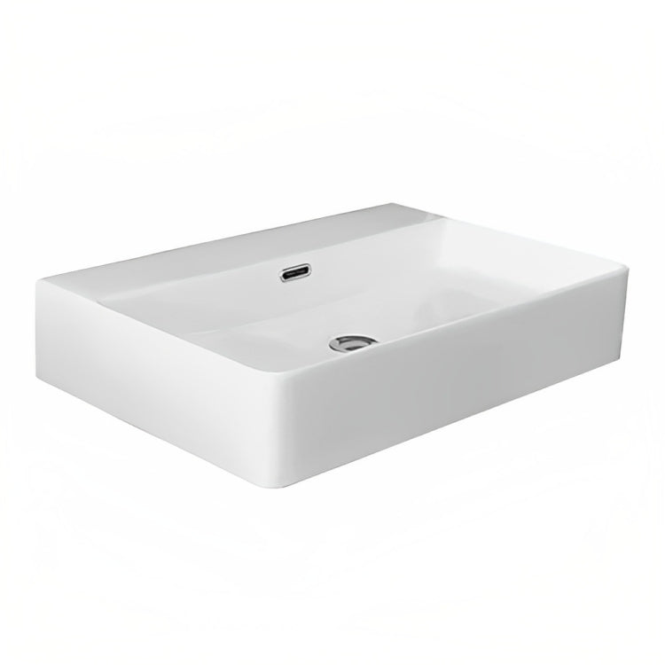 INSPIRE SQUARE NO TAP HOLE WALL HUNG BASIN WHITE 600MM