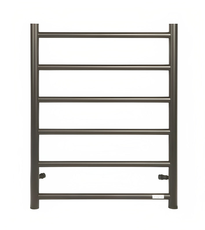 INSPIRE HEATED TOWEL RAIL 6 BAR ROUND GUN METAL 650MM