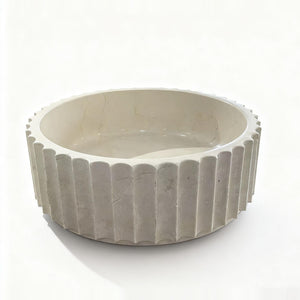 INFINITY ART BASIN FLUTED ABOVE COUNTER ROUND MARBLE 420MM