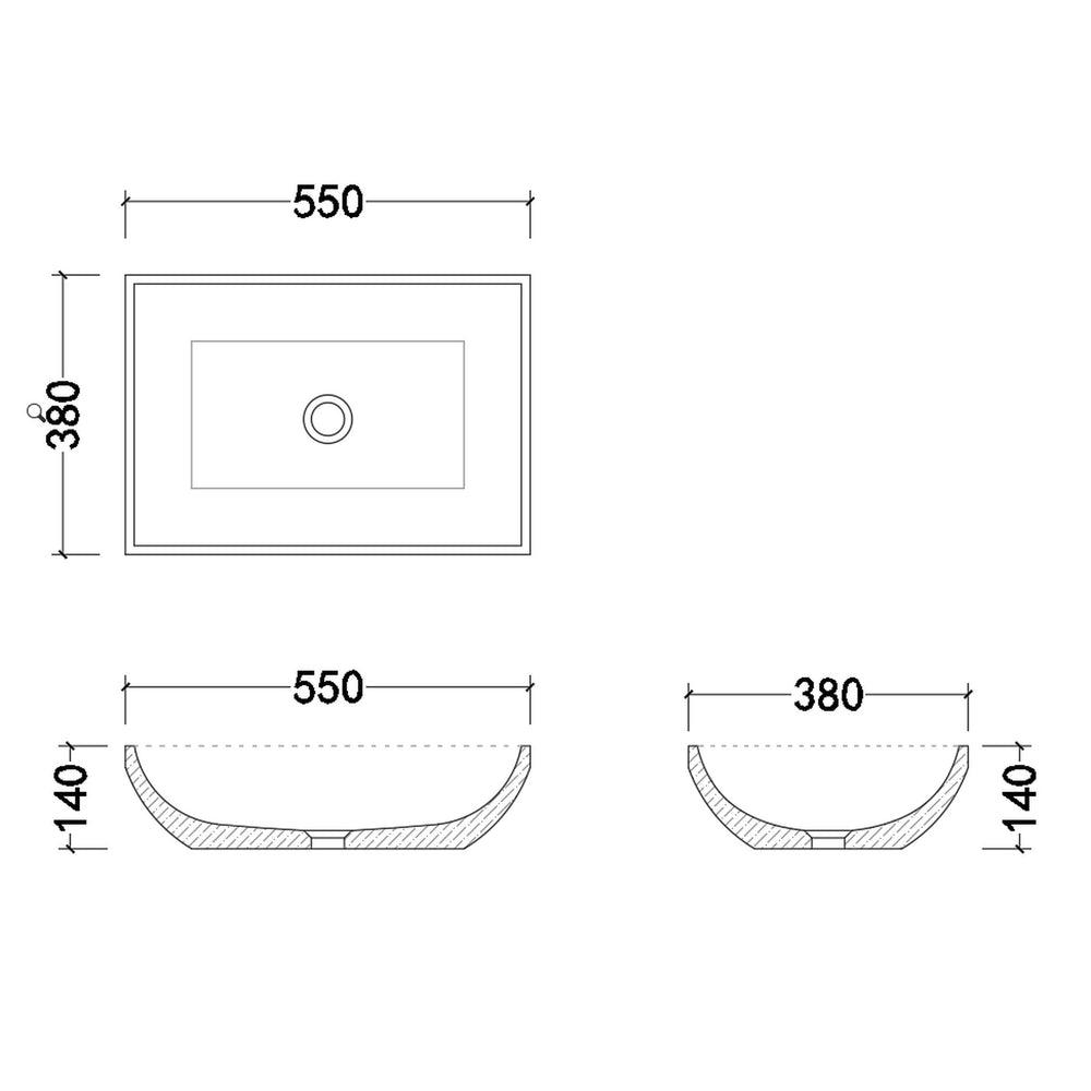 INFINITY ART BASIN ABOVE COUNTER SQUARE MARBLE 420MM