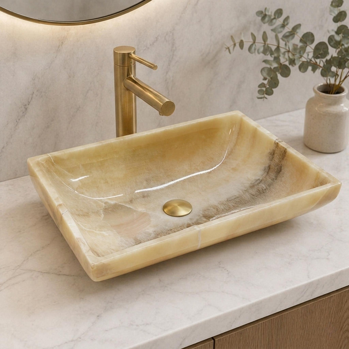 INFINITY ART BASIN ABOVE COUNTER SQUARE MARBLE 420MM
