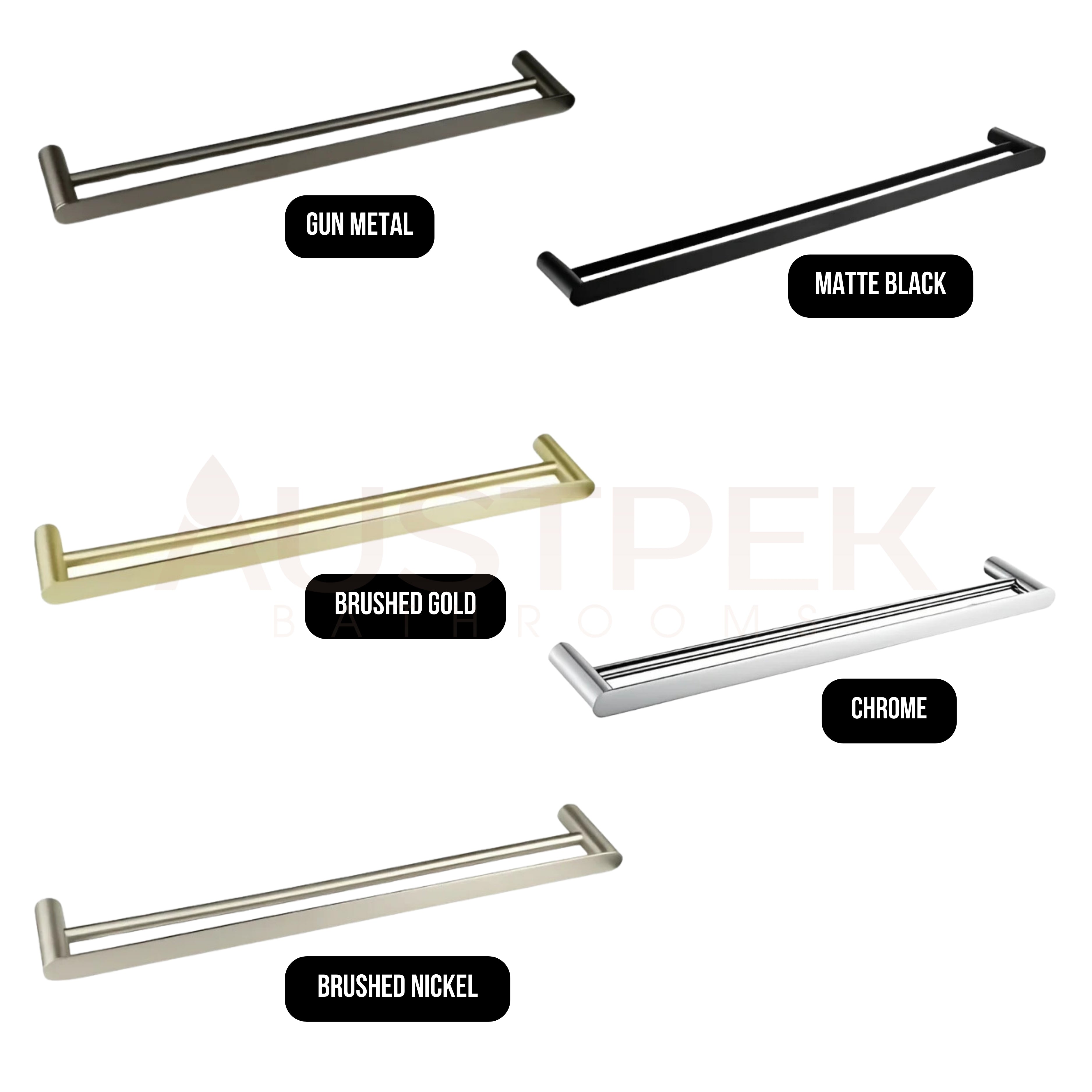 INSPIRE VETTO DOUBLE NON-HEATED TOWEL RAIL CHROME 600MM AND 750MM