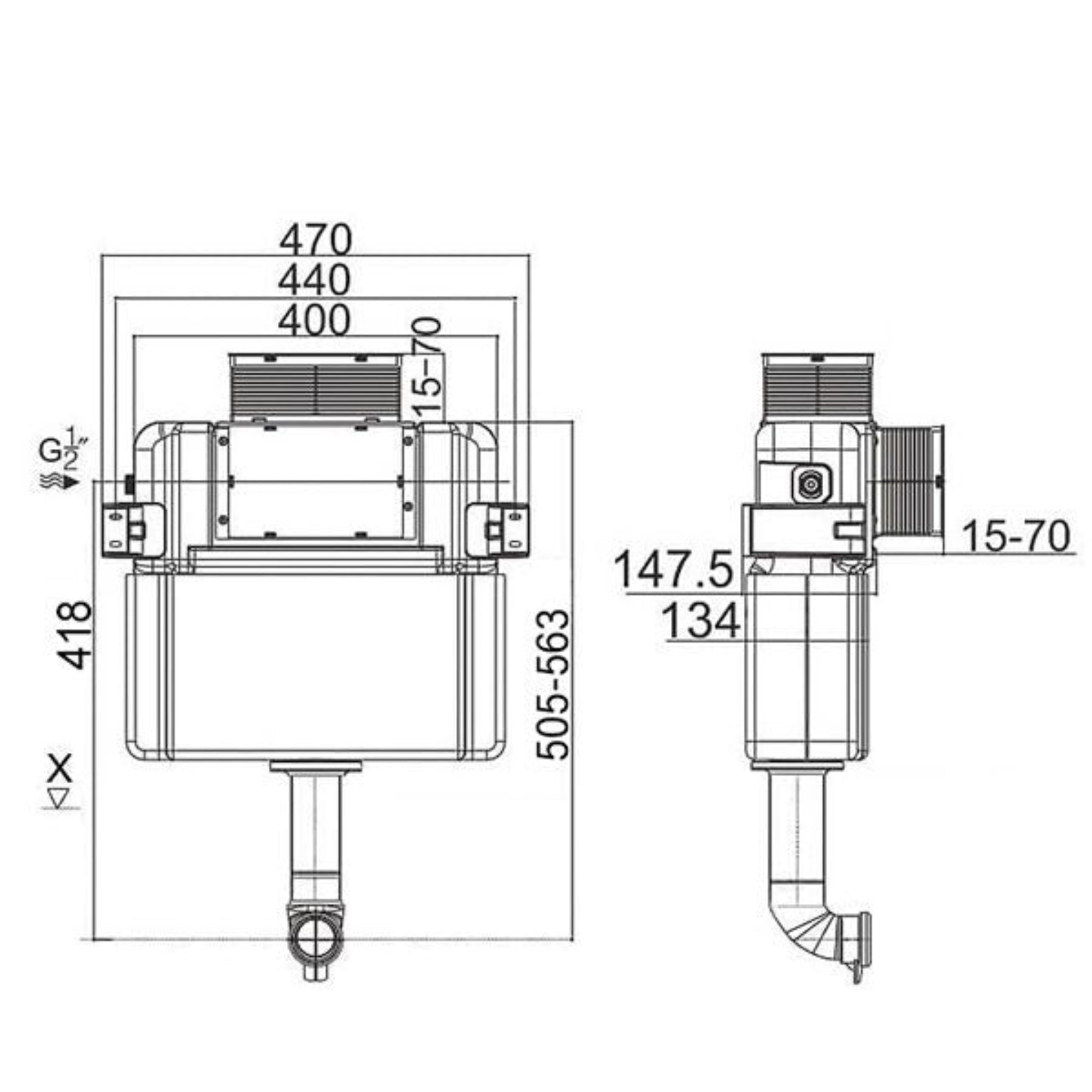 DELTA R&T INWALL FLOOR STANDING LOW RISE CISTERN FOR WALL FACED PAN