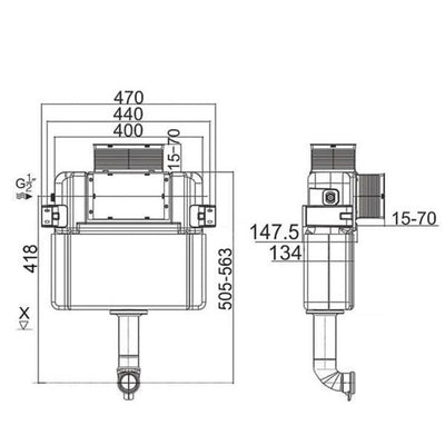 DELTA R&T INWALL FLOOR STANDING LOW RISE CISTERN FOR WALL FACED PAN