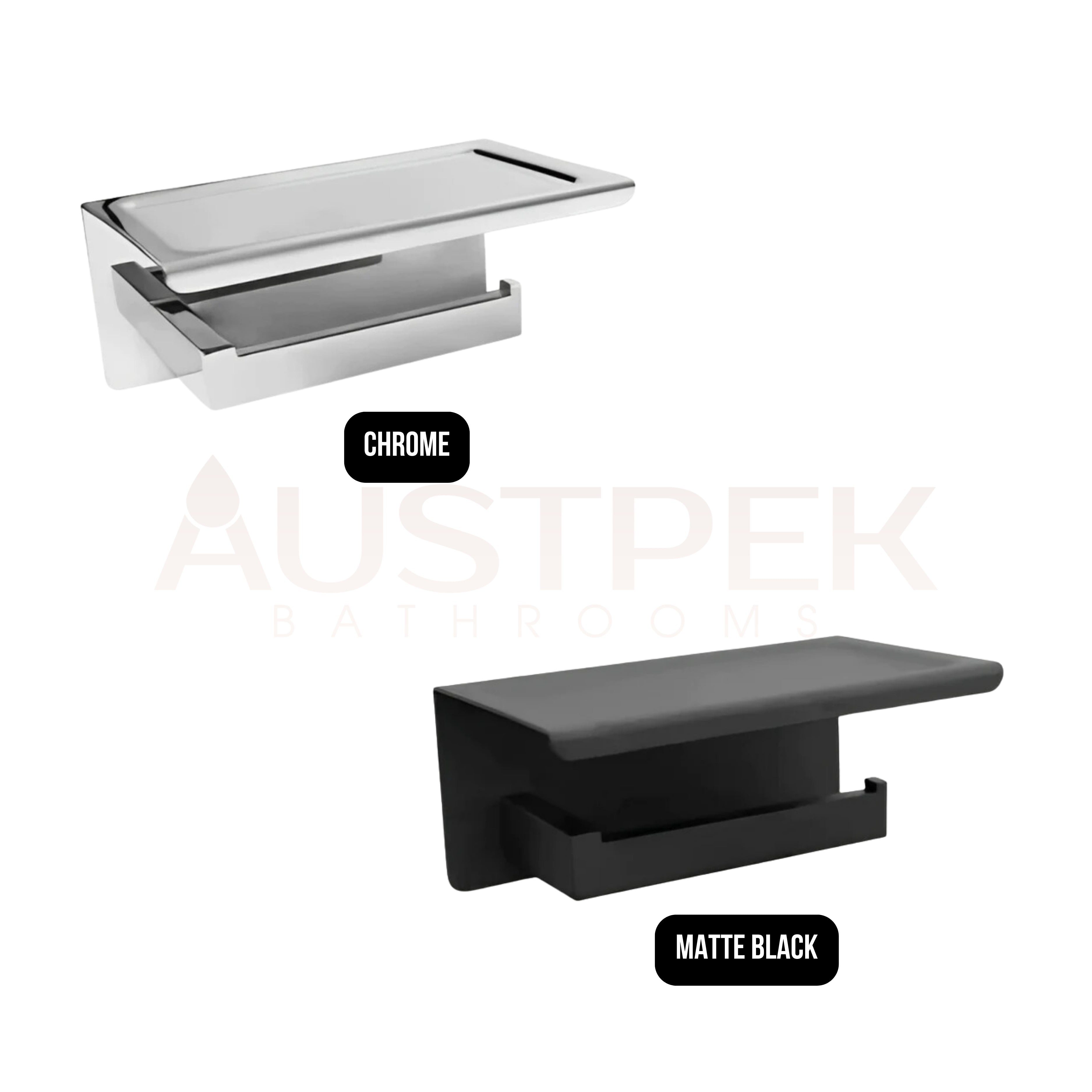 INSPIRE PAPER HOLDER WITH PHONE SHELF MATTE BLACK 190MM