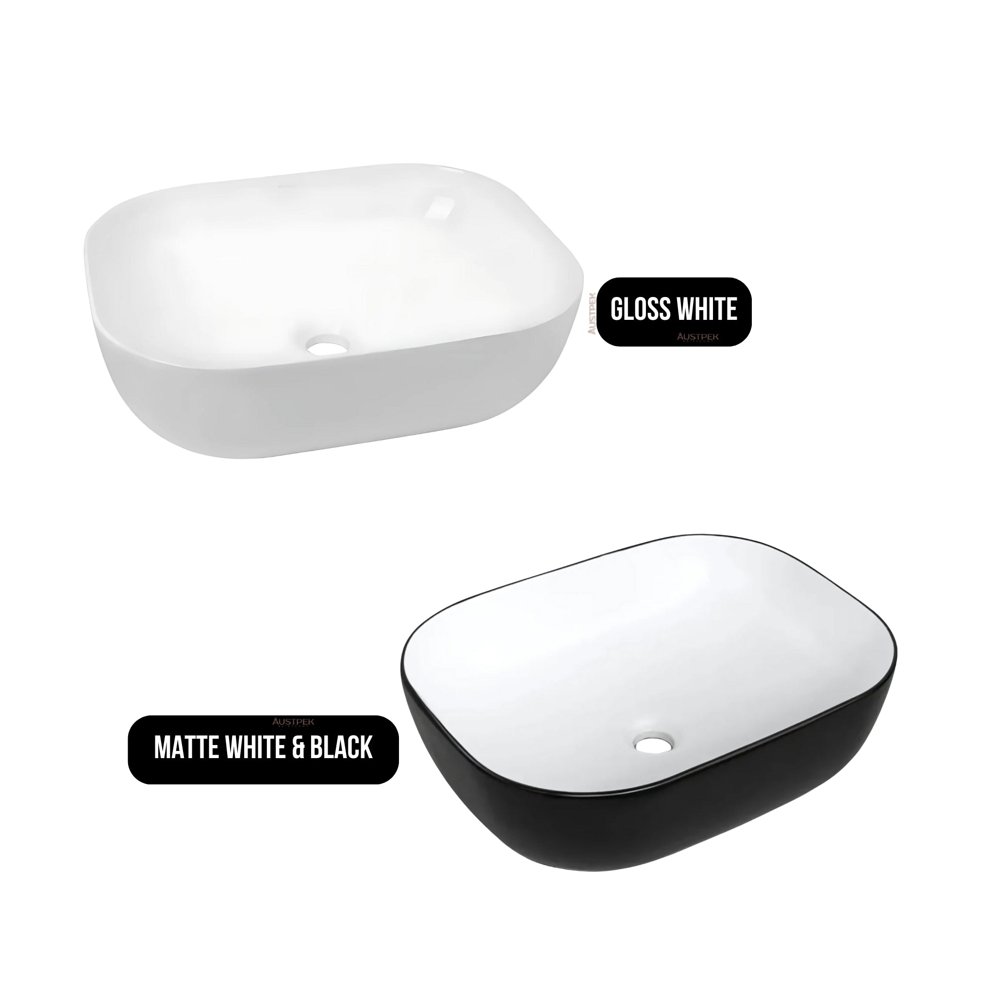 INSPIRE ABOVE COUNTER BASIN MATTE WHITE AND BLACK 480MM
