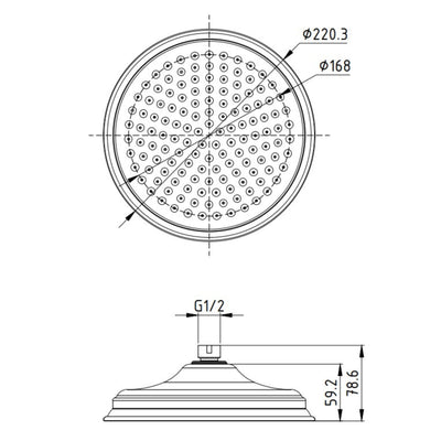 IKON CLASICO SHOWER HEAD 220MM MATTE BLACK