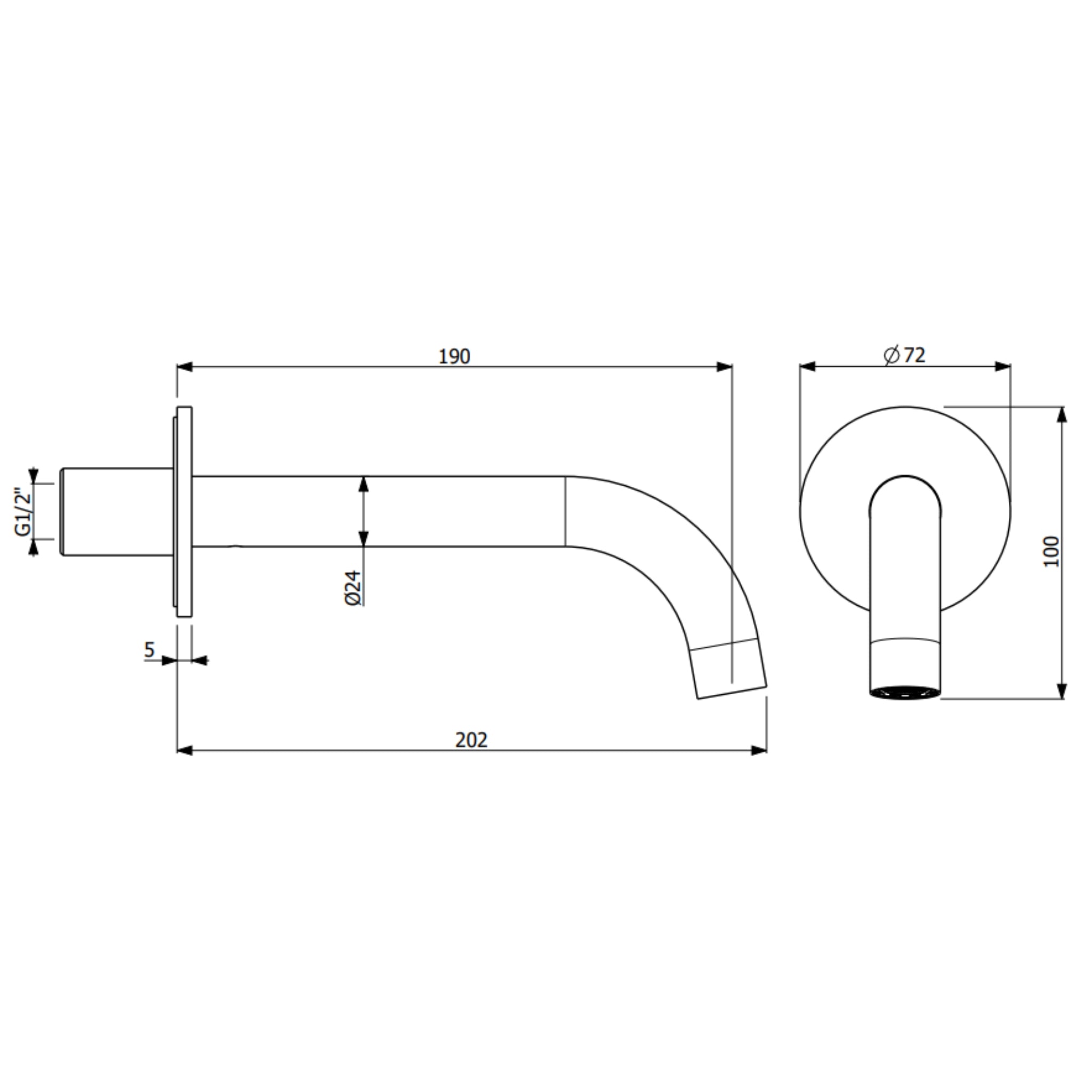 ARMANDO VICARIO WALL MOUNTED SPOUT 202MM CHROME