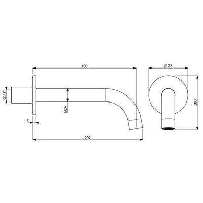 ARMANDO VICARIO WALL MOUNTED SPOUT 202MM CHROME