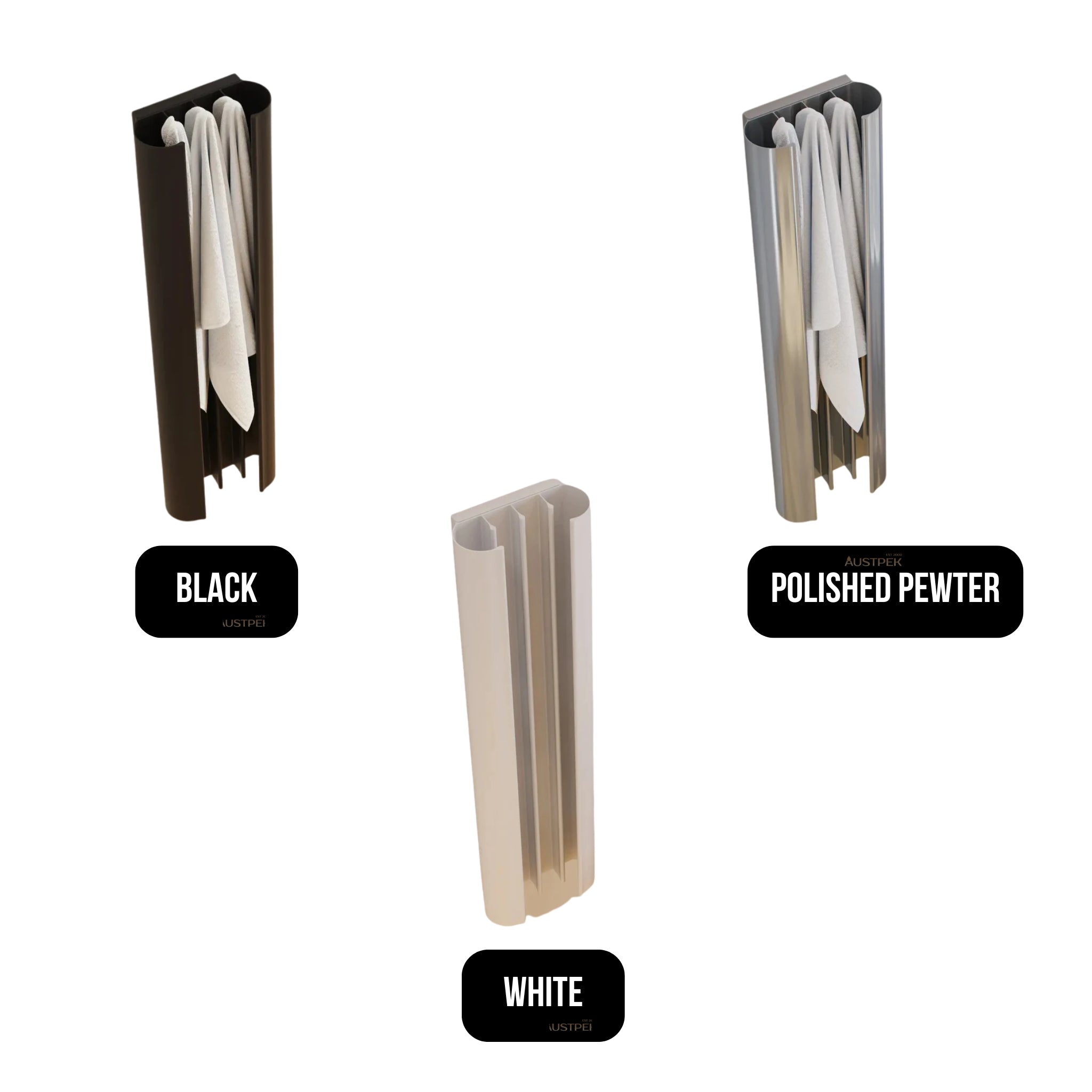 ESKIMO LOOP VERTICAL SINGLE HEATED TOWEL RAIL POLISHED PEWTER 230MM