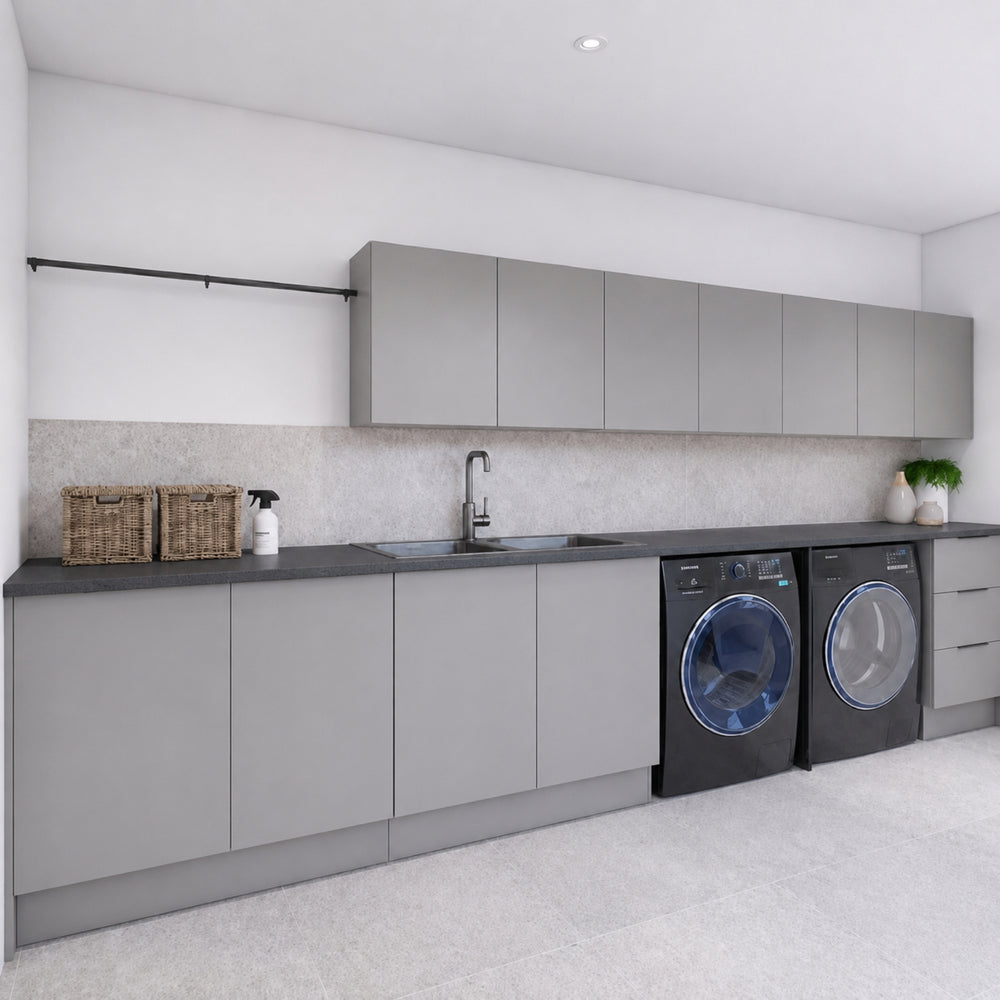 TIMBERLINE POLYTEC INK FABRINI MATTE DOUBLE BOWL LAUNDRY LAMINATE BENCHTOP