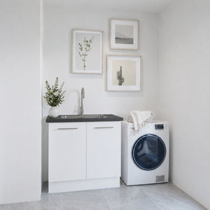 TIMBERLINE POLYTEC INK FABRINI MATTE SINGLE BOWL LAUNDRY LAMINATE BENCHTOP