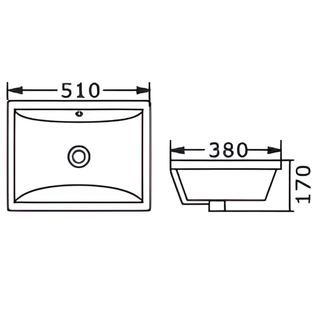 INSPIRE UNDER BASIN SQUARE GLOSS WHITE 510MM