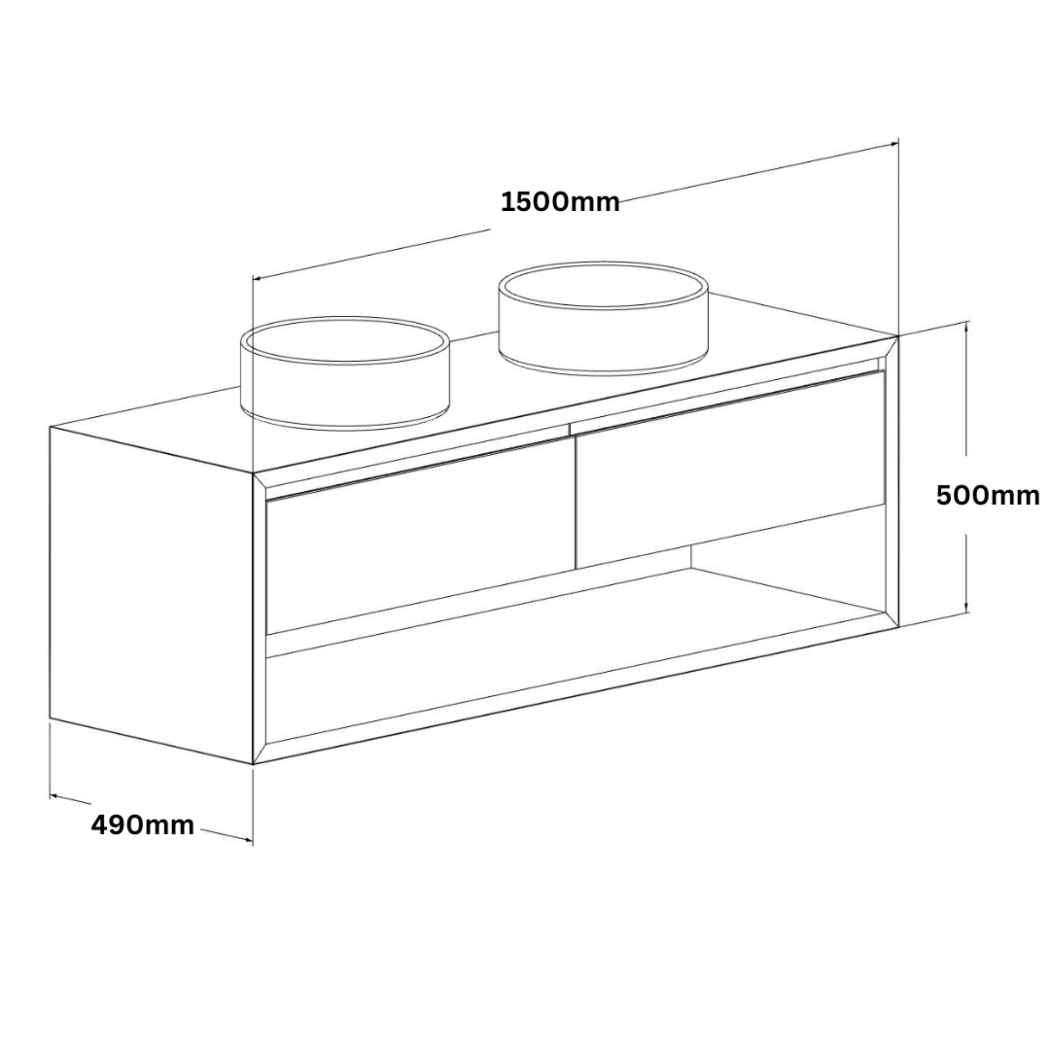 JR BESPOKE ISLA SOLID TIMBER CUSTOM WALL HUNG VANITY (ALL SIZING)