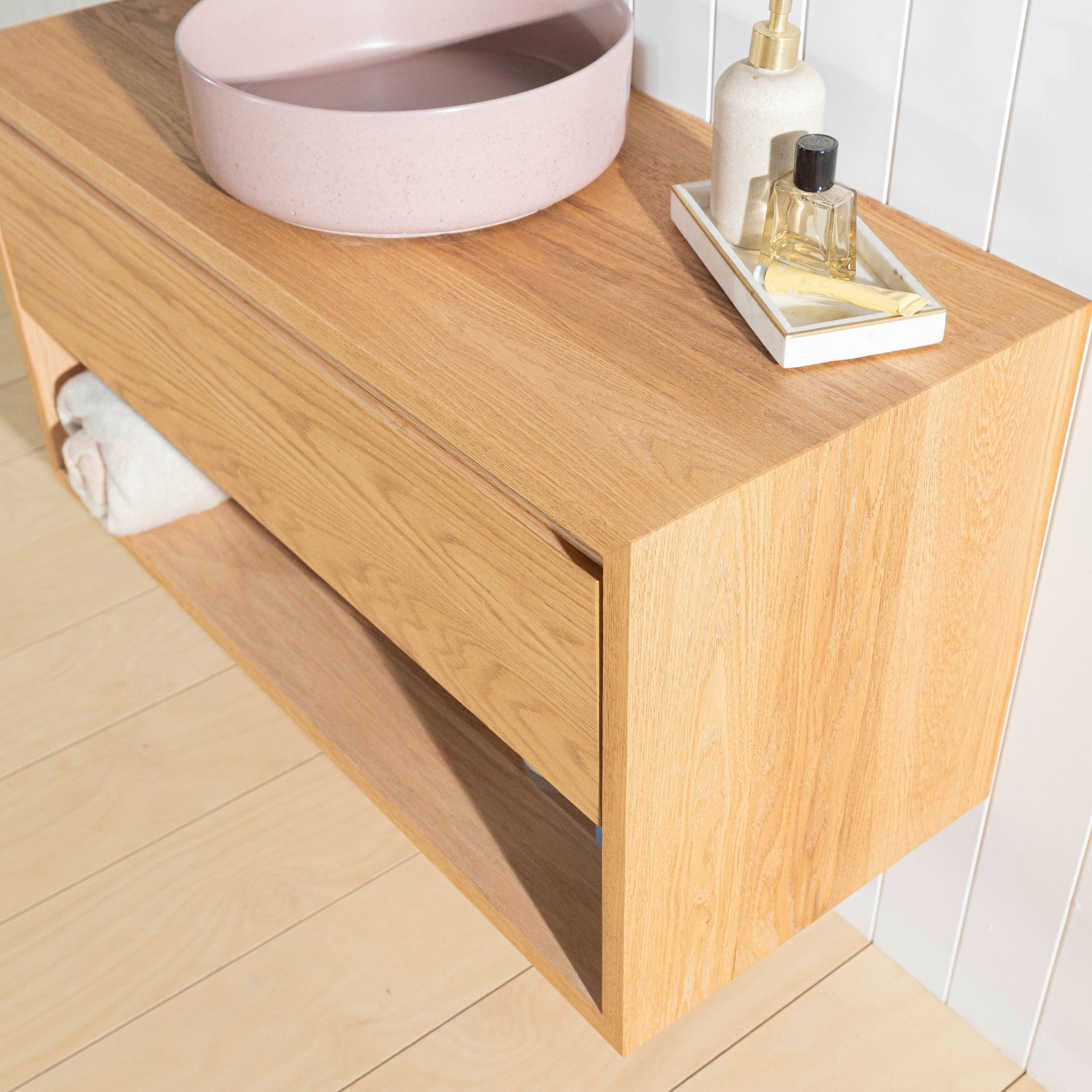 JR BESPOKE ISLA SOLID TIMBER CUSTOM WALL HUNG VANITY (ALL SIZING)