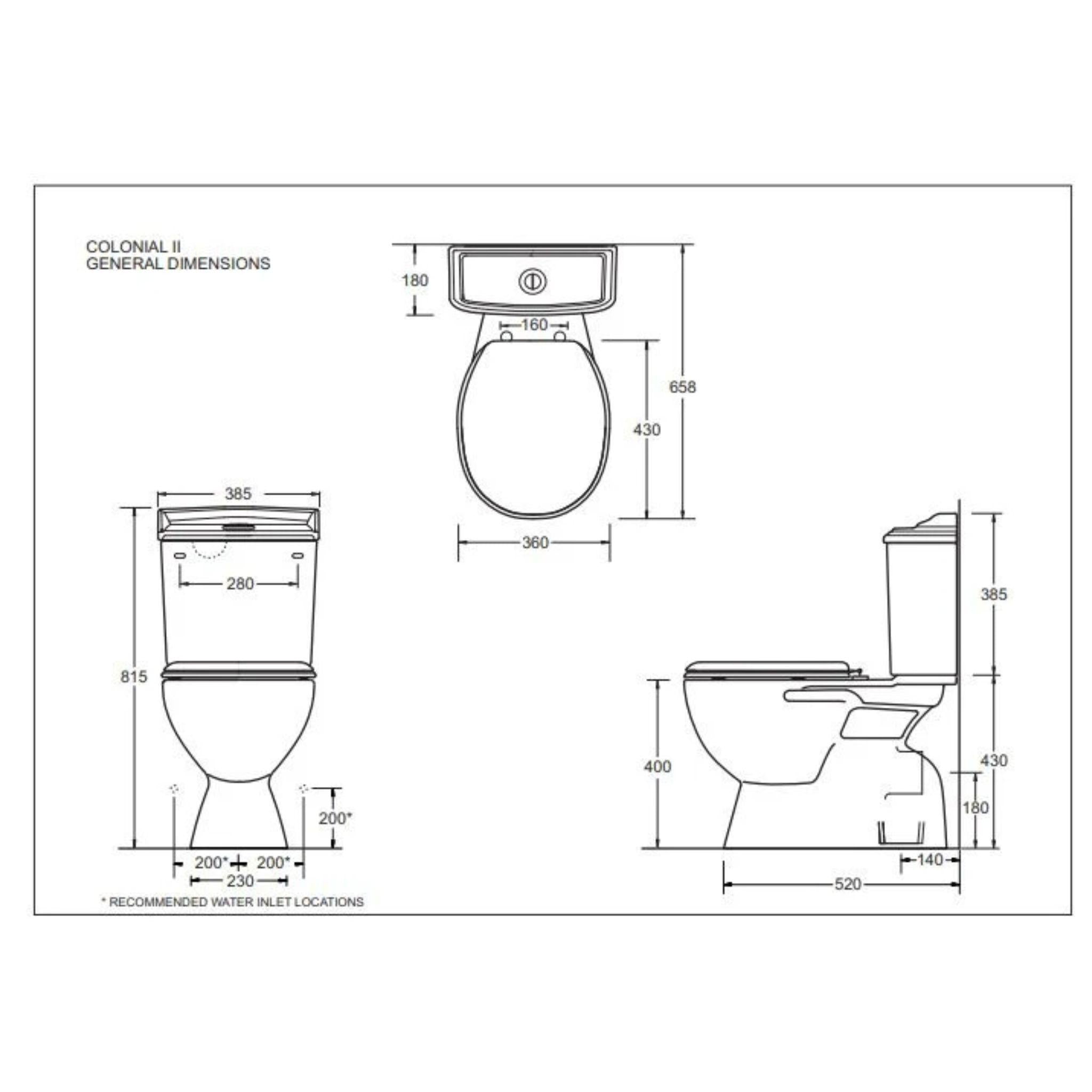 JOHNSON SUISSE COLONIAL II CLOSE COUPLED TOILET GLOSS WHITE