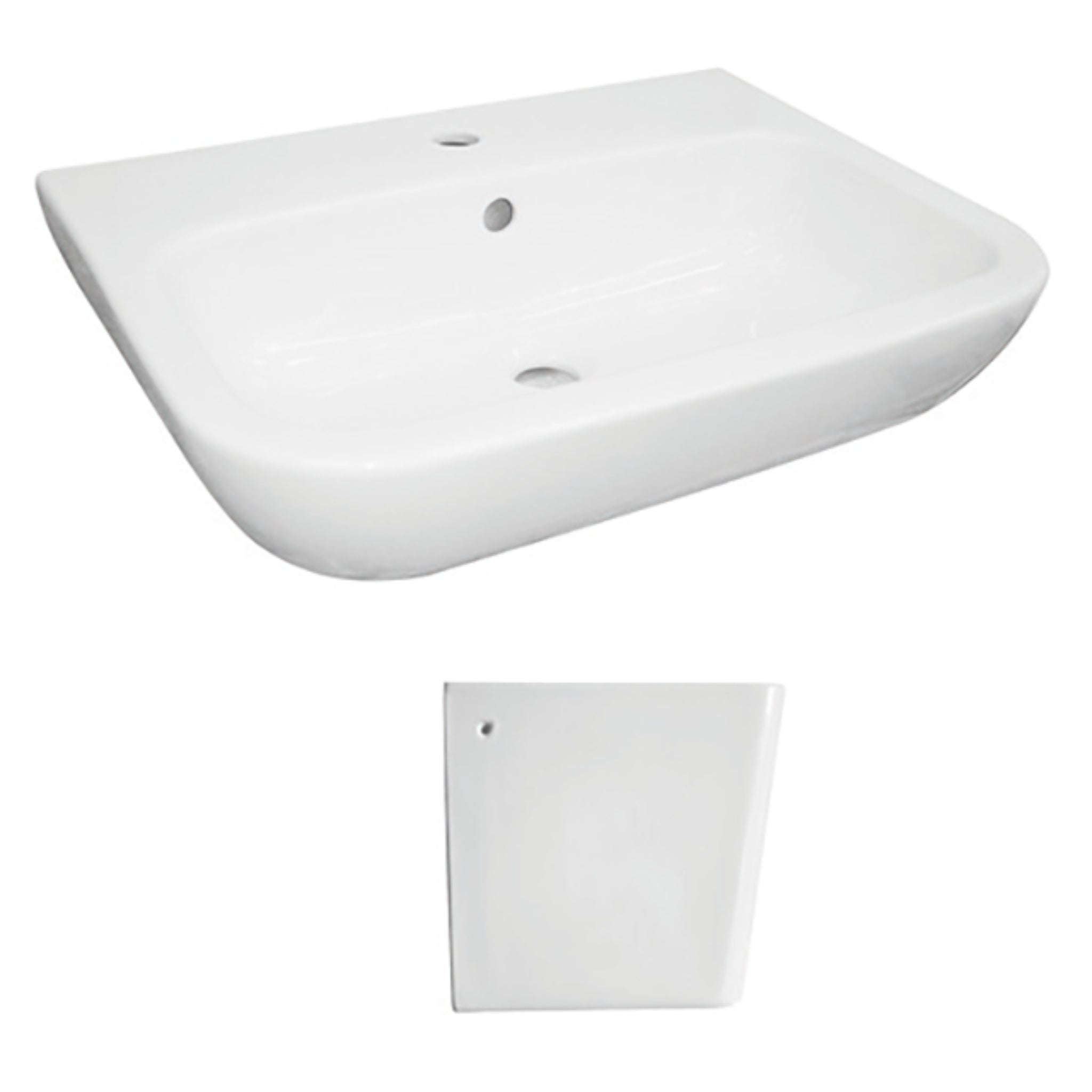 JOHNSON SUISSE EMILIA WALL HUNG BASIN ONE TAPHOLE WITH SHROUD AND CHROME POP-UP WASTE WHITE 560MM
