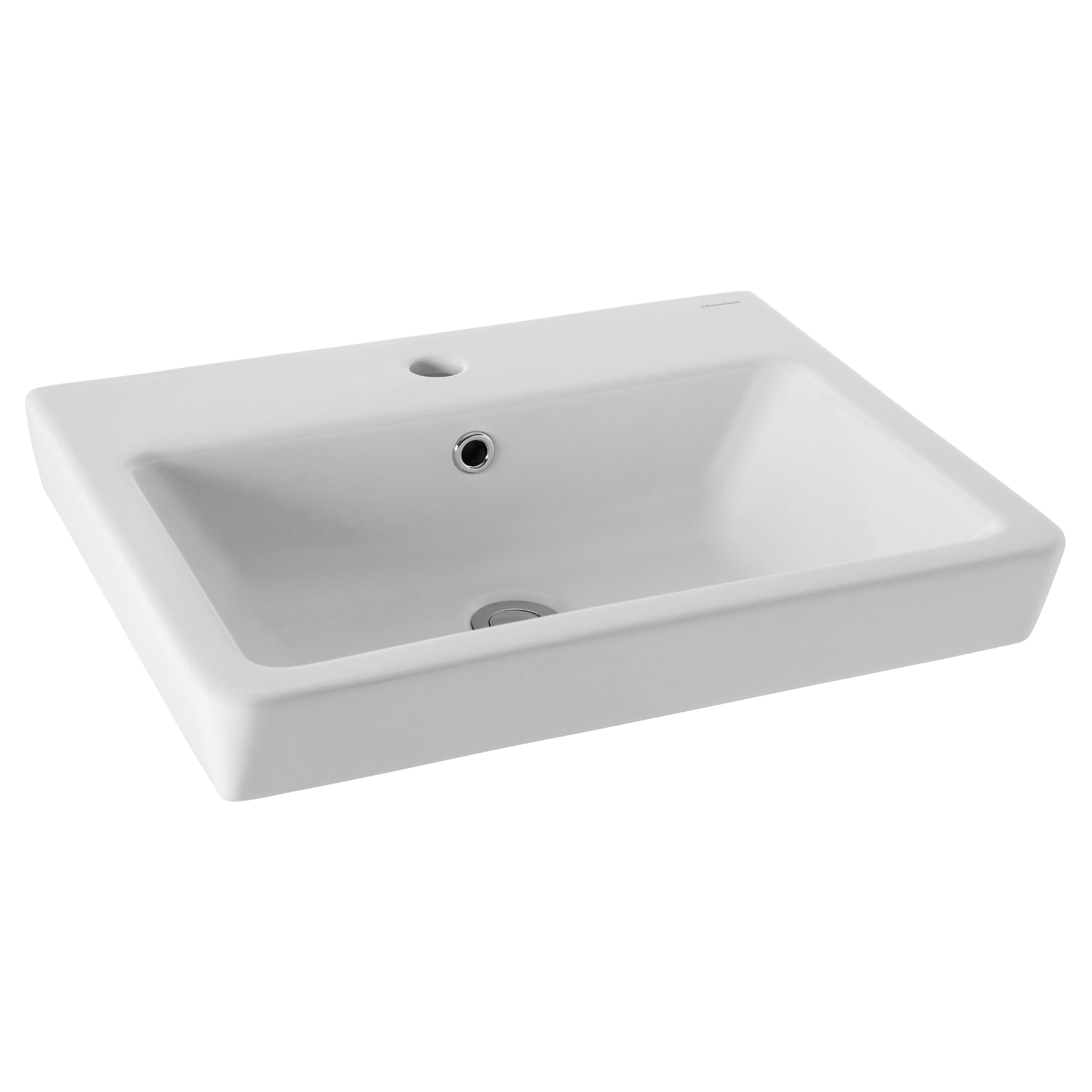 JOHNSON SUISSE QUADO RECTANGULAR WALL HUNG BASIN WITH SHROUD AND BOTTLE TRAP WHITE 550MM