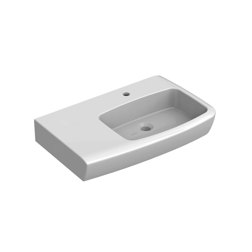 JOHNSON SUISSE LUCCA LEFT HAND SHELF BASINS ONE TAPHOLE WHITE 750MM