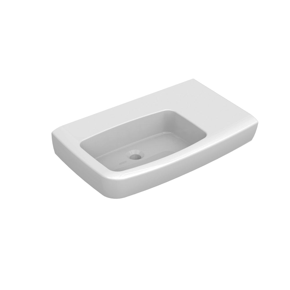 JOHNSON SUISSE LUCCA RIGHT HAND SHELF BASINS NO TAPHOLE WHITE 750MM