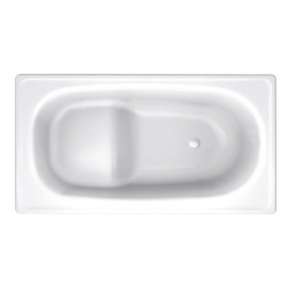JOHNSON SUISSE ULTRA COMPACT ENAMELLED STEEL BUILT IN SHOWER BATH WHITE WITH SEAT 1200MM