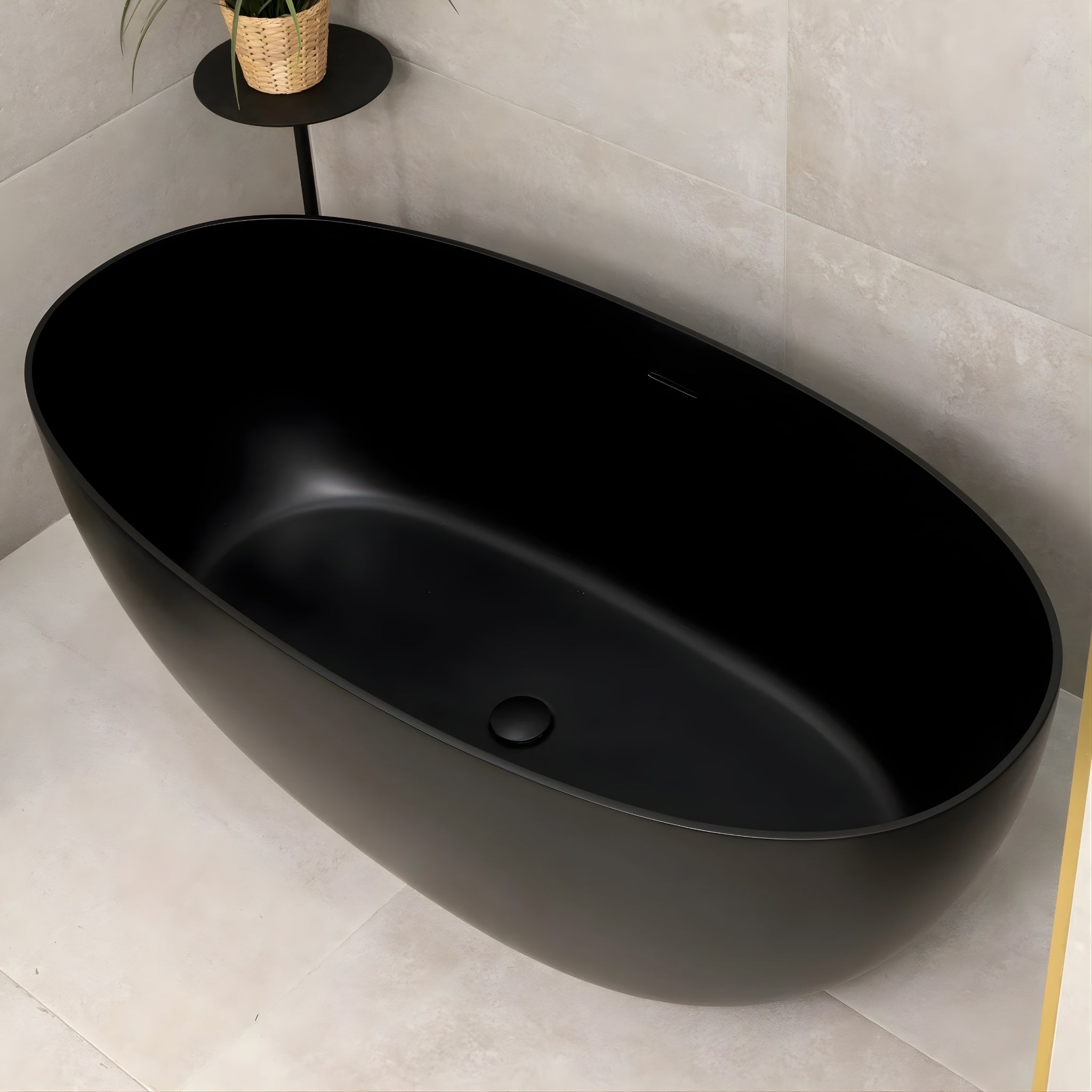 ENFLAIR BYRON EGG FREESTANDING BATH WITH OVERFLOW MATTE BLACK (MULTIPLE SIZES AVAILABLE)