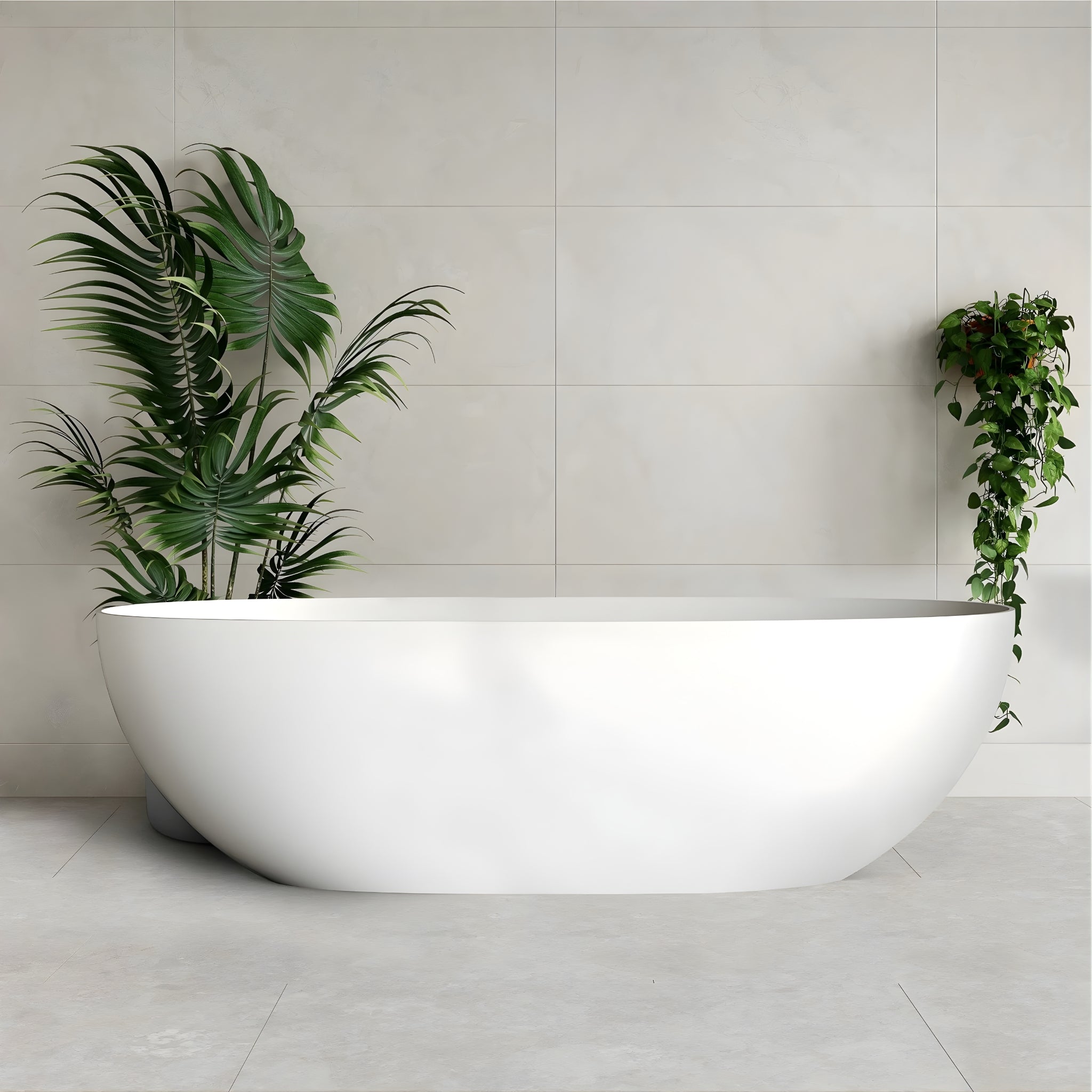 ENFLAIR BYRON EGG FREESTANDING BATHTUB WITH OVERFLOW GLOSS WHITE (MULTIPLE SIZES AVAILABLE)