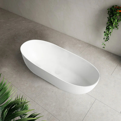 ENFLAIR BYRON EGG FREESTANDING BATHTUB WITH OVERFLOW GLOSS WHITE (MULTIPLE SIZES AVAILABLE)