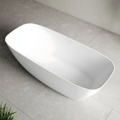 ENFLAIR ROLO SOFT SQUARE FREESTANDING BATH WITH OVERFLOW MATTE WHITE 1700MM