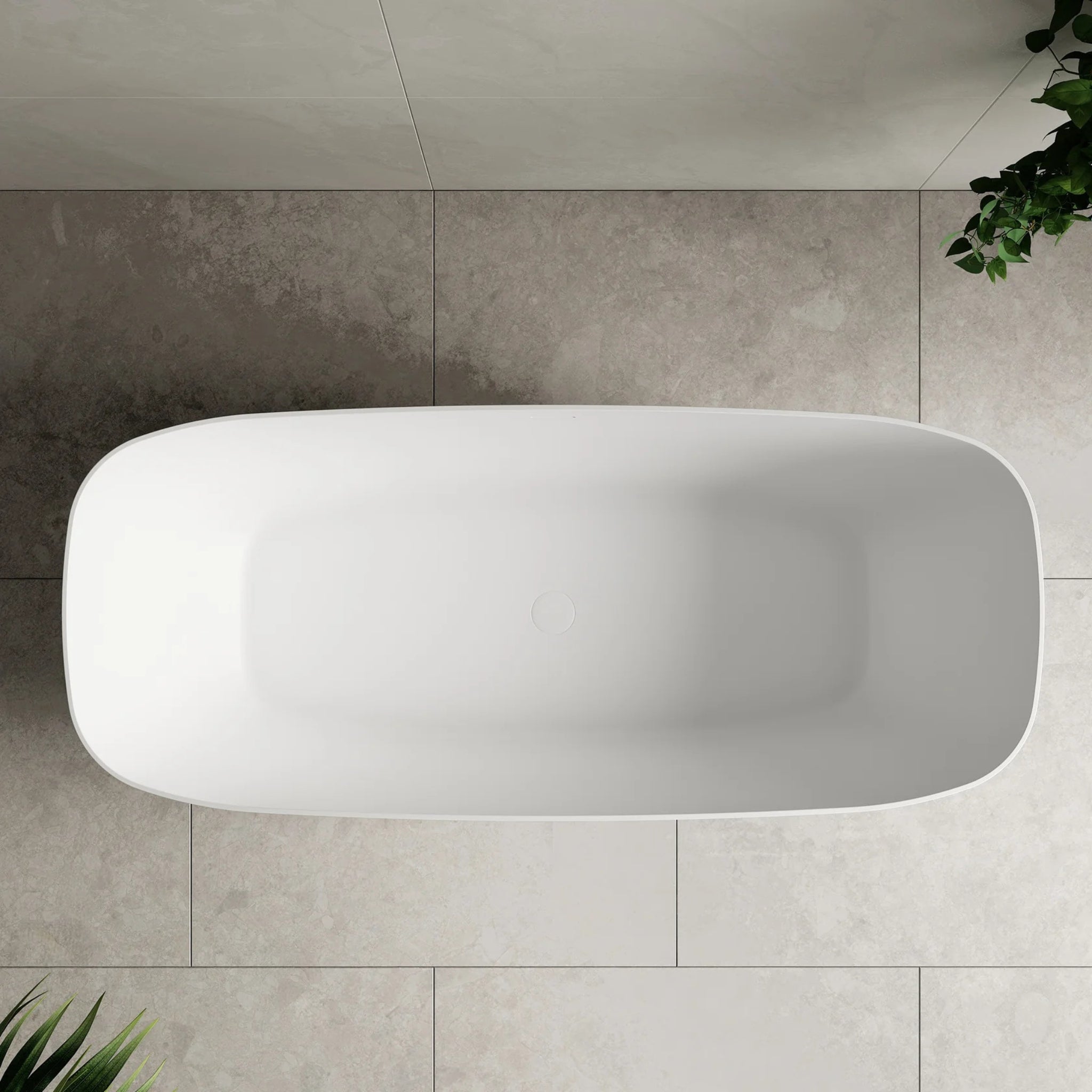 ENFLAIR ROLO SOFT SQUARE FREESTANDING BATH WITH OVERFLOW MATTE WHITE 1700MM