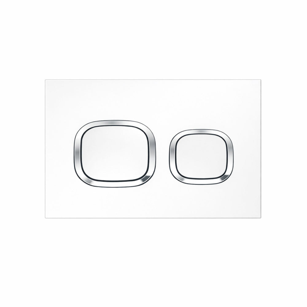 JOHNSON SUISSE IN-WALL ECONOFLUSH LOW RECTANGLE FLUSH CIRCLE BUTTON 245MM MATTE CHROME