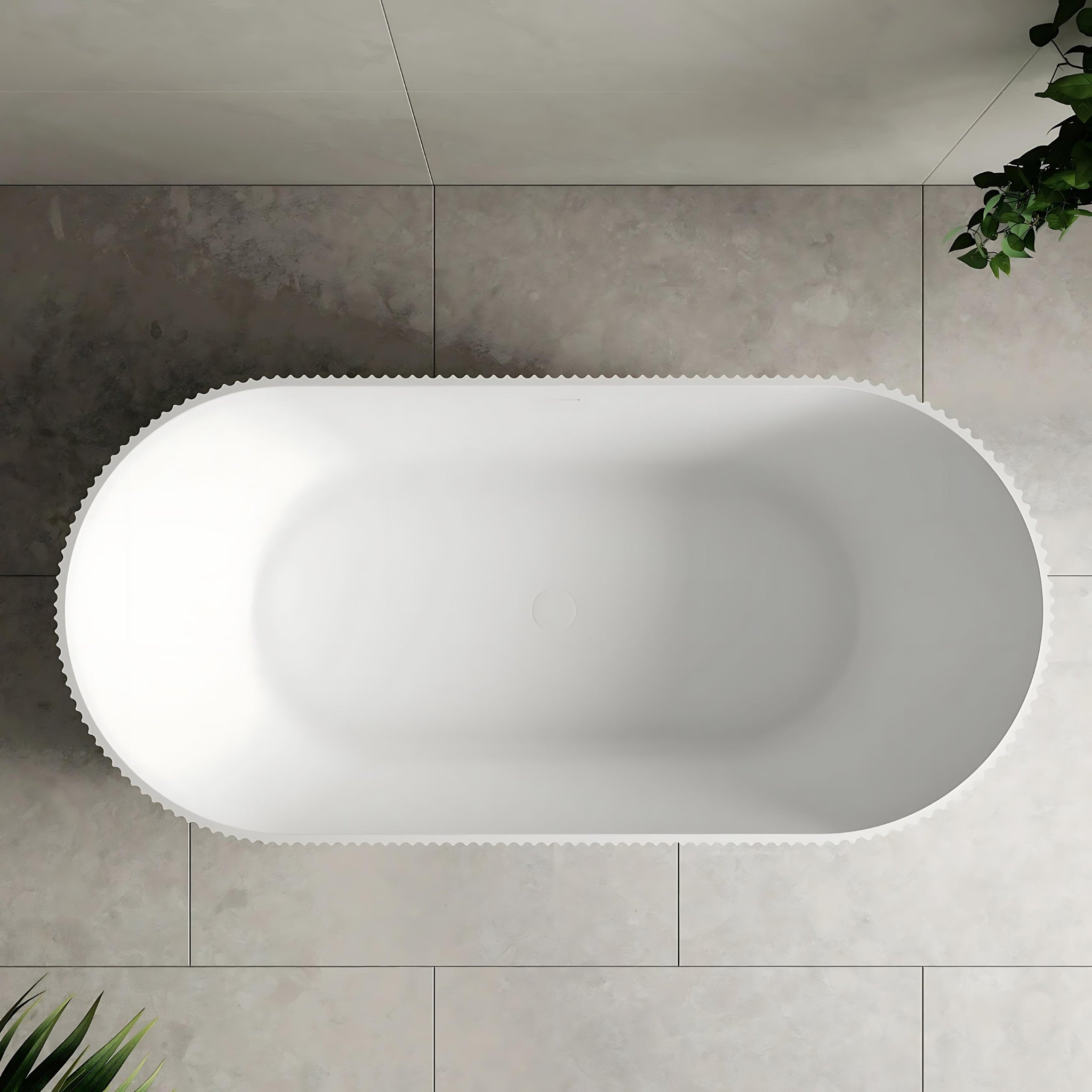 ENFLAIR BRIGHTON GROOVE FLUTED FREESTANDING BATH WITH OVERFLOW MATTE WHITE 1700MM