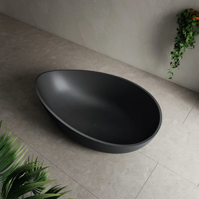 ENFLAIR WAVE FREESTANDING BATHTUB WITH OVERFLOW MATTE BLACK 1800MM