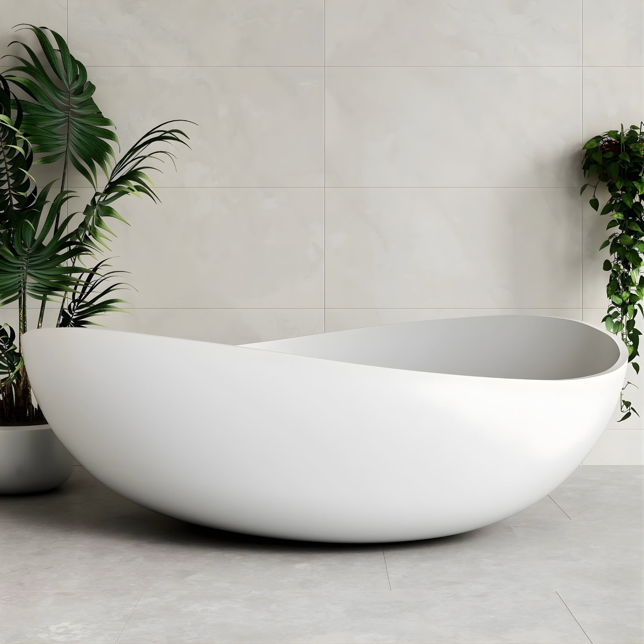 ENFLAIR WAVE FREESTANDING BATHTUB WITH OVERFLOW MATTE WHITE 1800MM