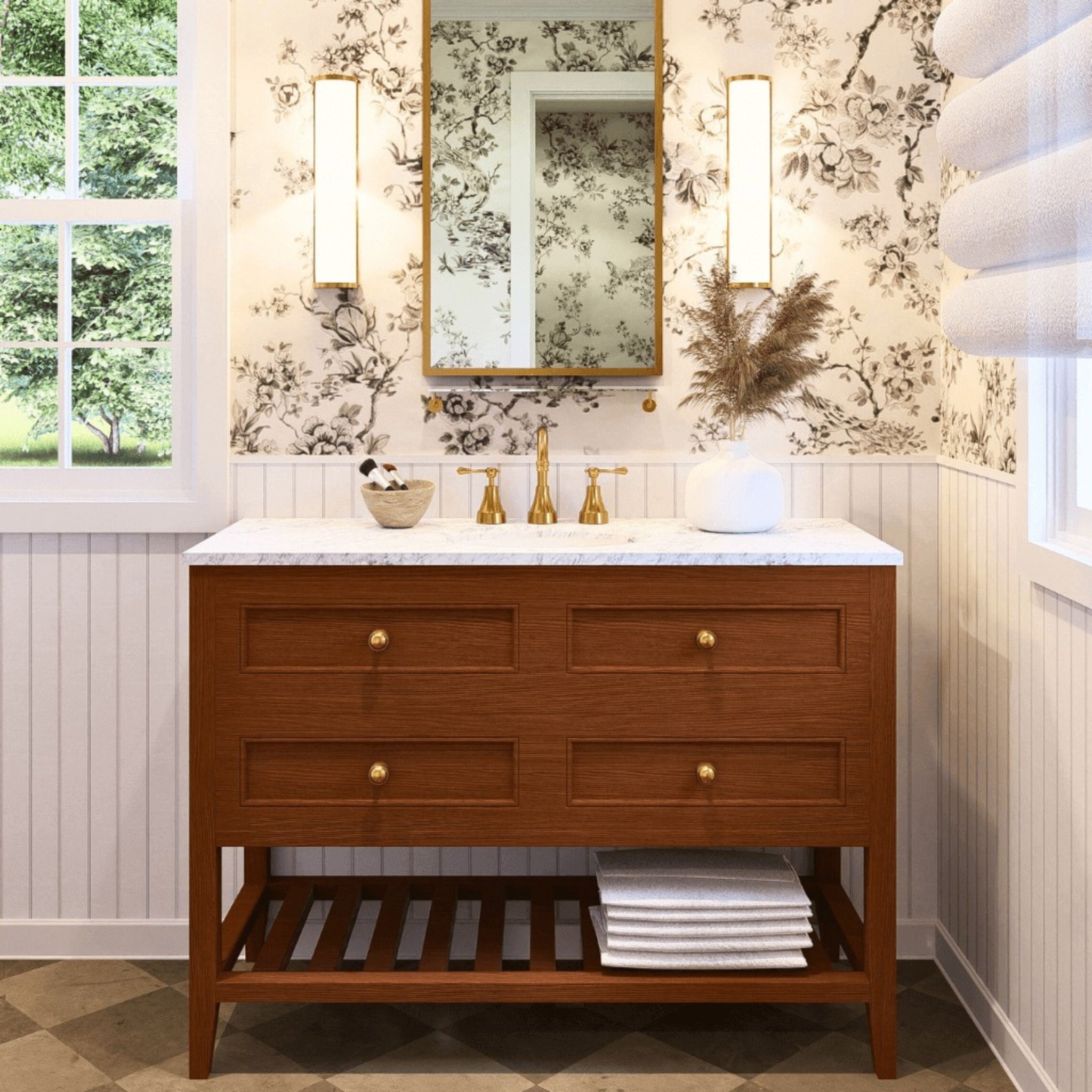 JOINERY BY BEARS AUDREY BROWN OAK 1200MM SINGLE BOWL FLOOR STANDING VANITY PACKAGE