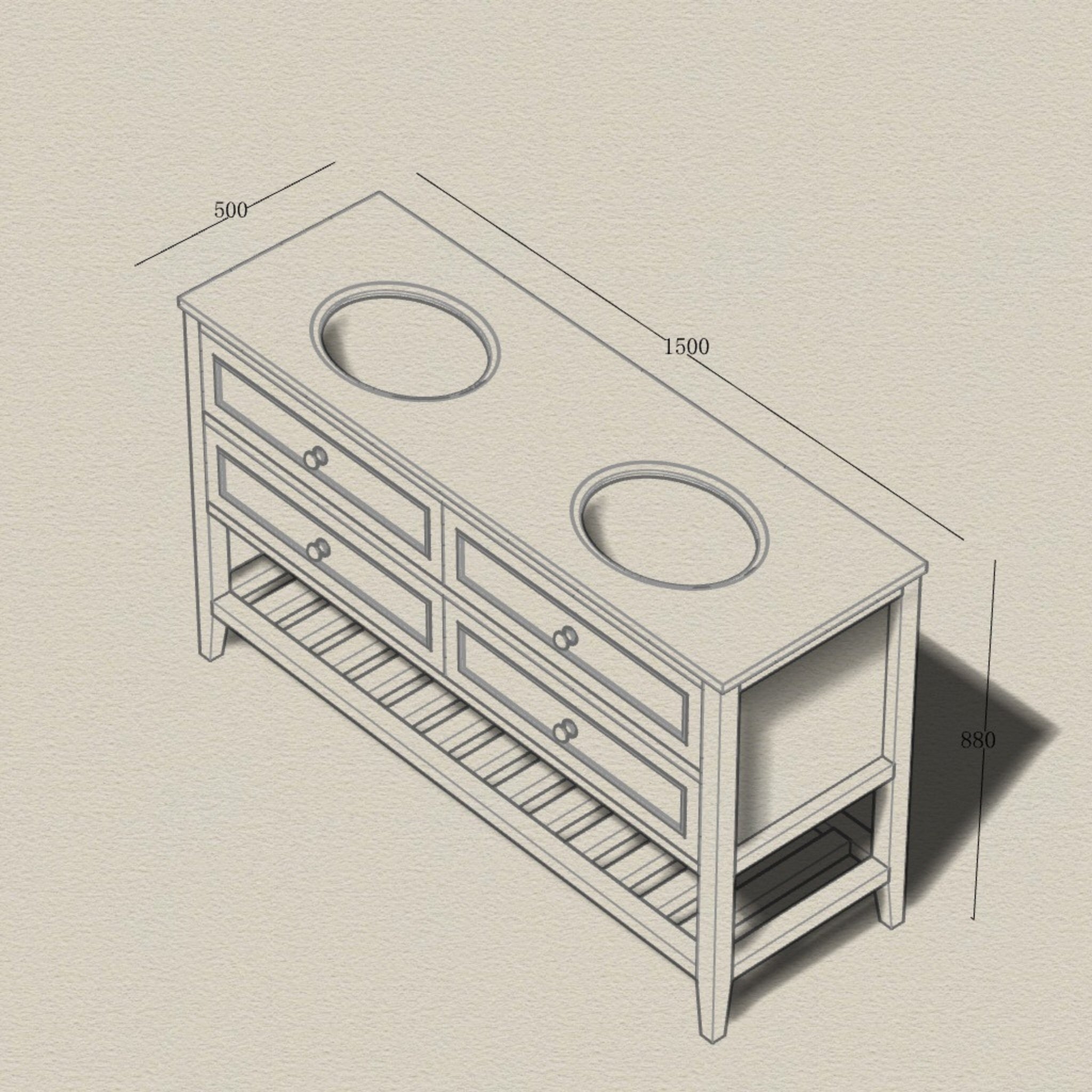 JOINERY BY BEARS AUDREY BROWN OAK 1500MM DOUBLE BOWL FLOOR STANDING VANITY PACKAGE