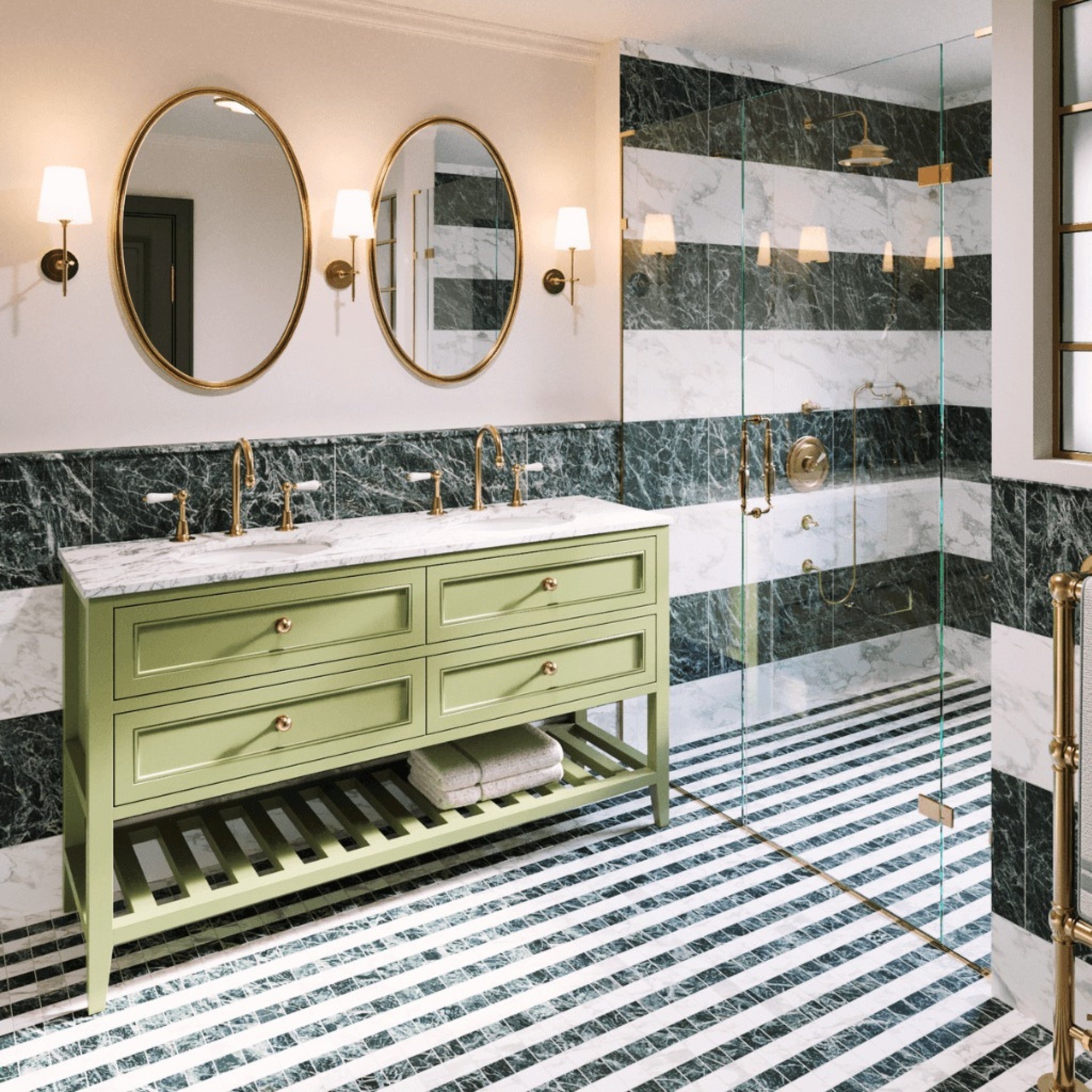 JOINERY BY BEARS AUDREY SAGEWOOD 1500MM DOUBLE BOWL FLOOR STANDING VANITY PACKAGE