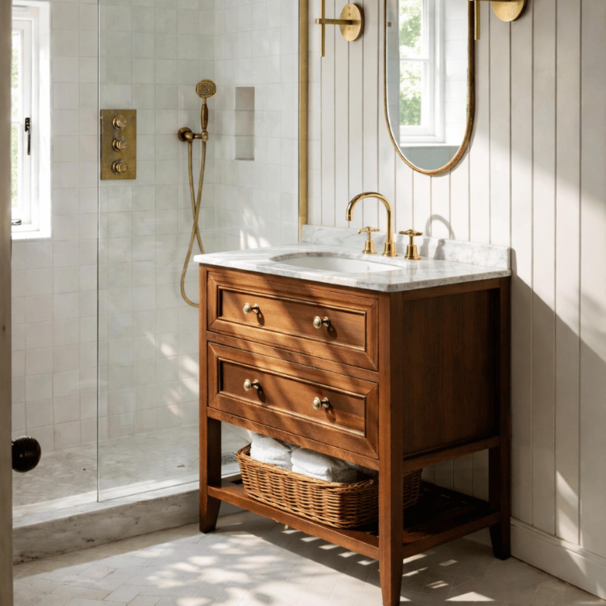 JOINERY BY BEARS AUDREY BROWN OAK 900MM SINGLE BOWL FLOOR STANDING VANITY PACKAGE