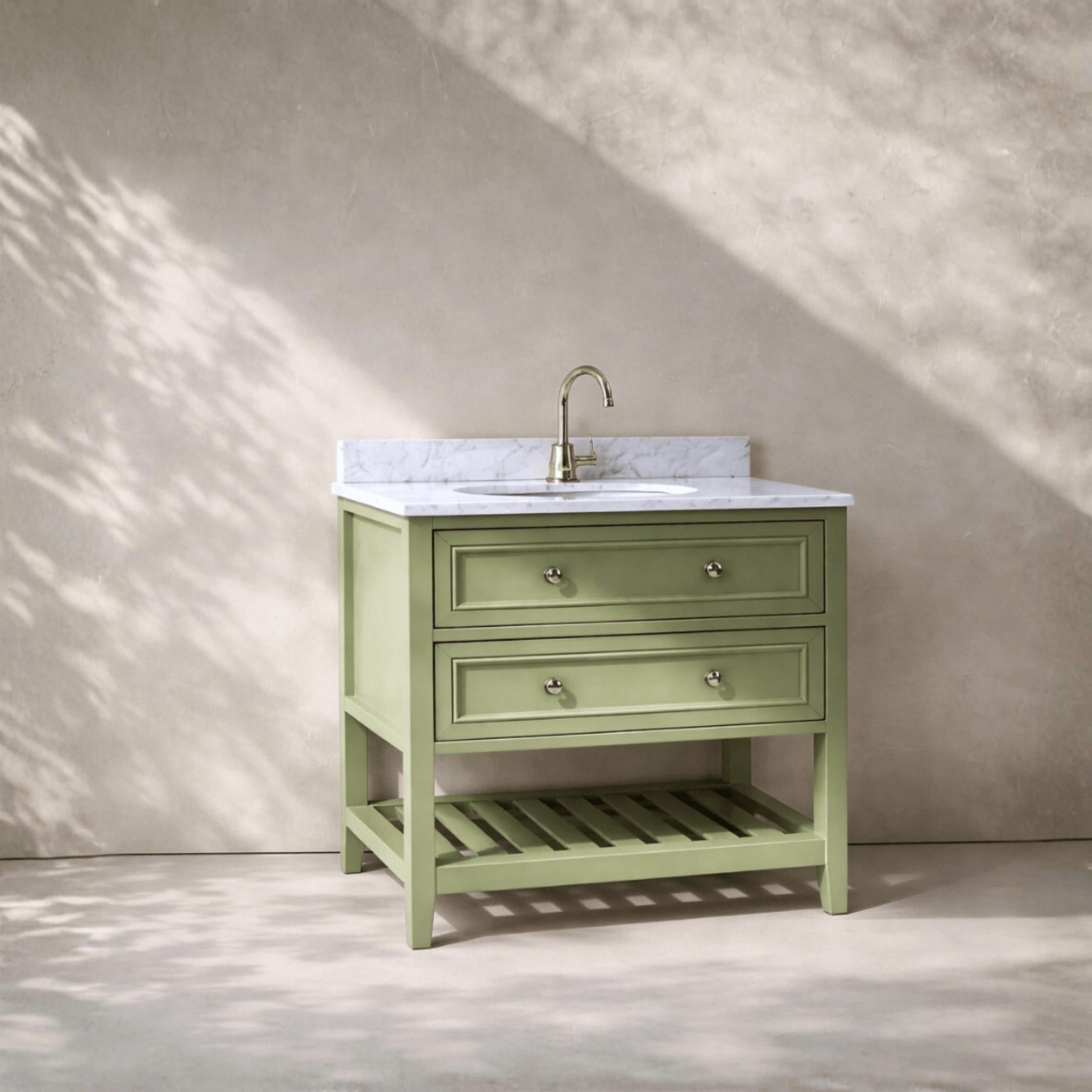 JOINERY BY BEARS AUDREY SAGEWOOD 900MM SINGLE BOWL FLOOR STANDING VANITY PACKAGE