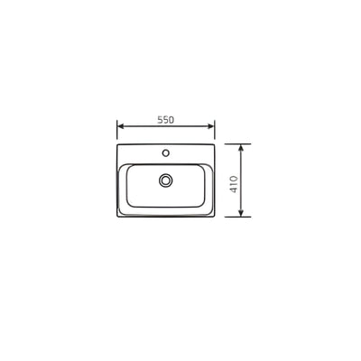 JOHNSON SUISSE GEMELLI RECTANGLE SEMI-INSET BASINS WHITE 550MM