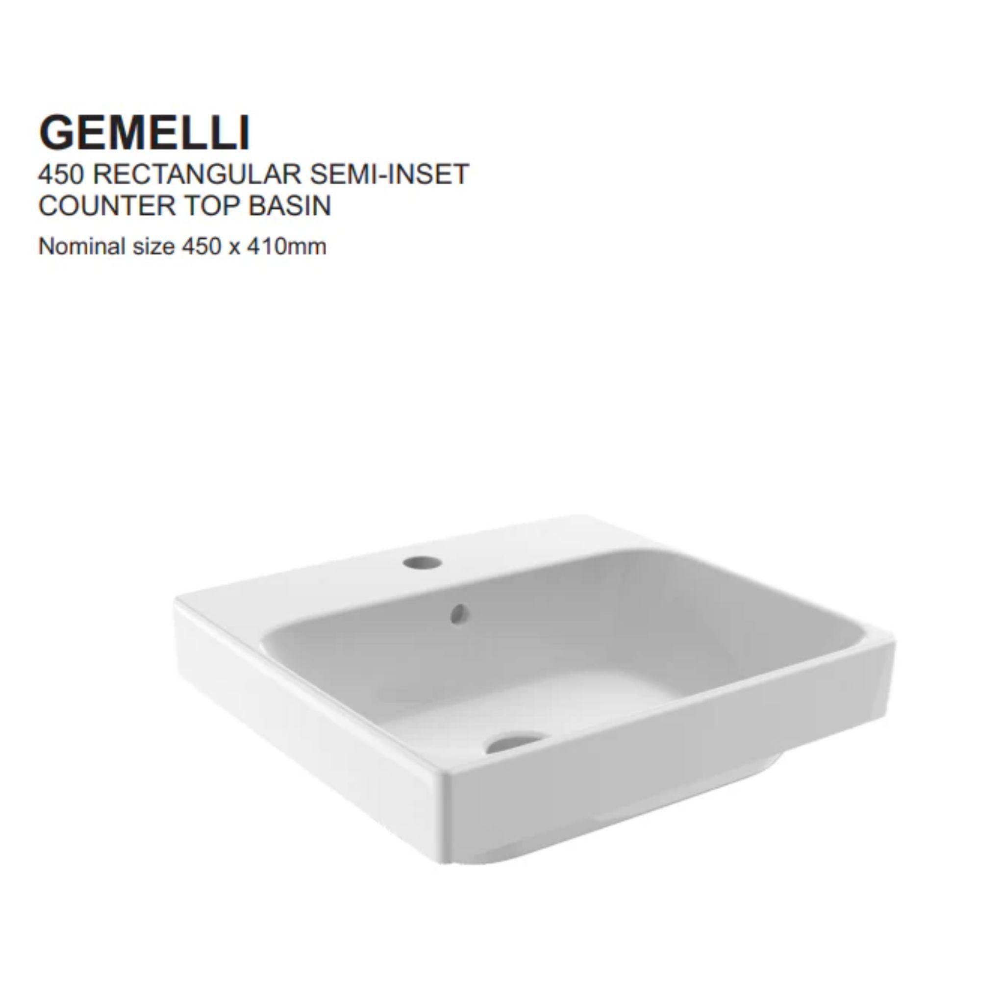 JOHNSON SUISSE GEMELLI RECTANGLE SEMI-INSET BASINS WHITE 450MM